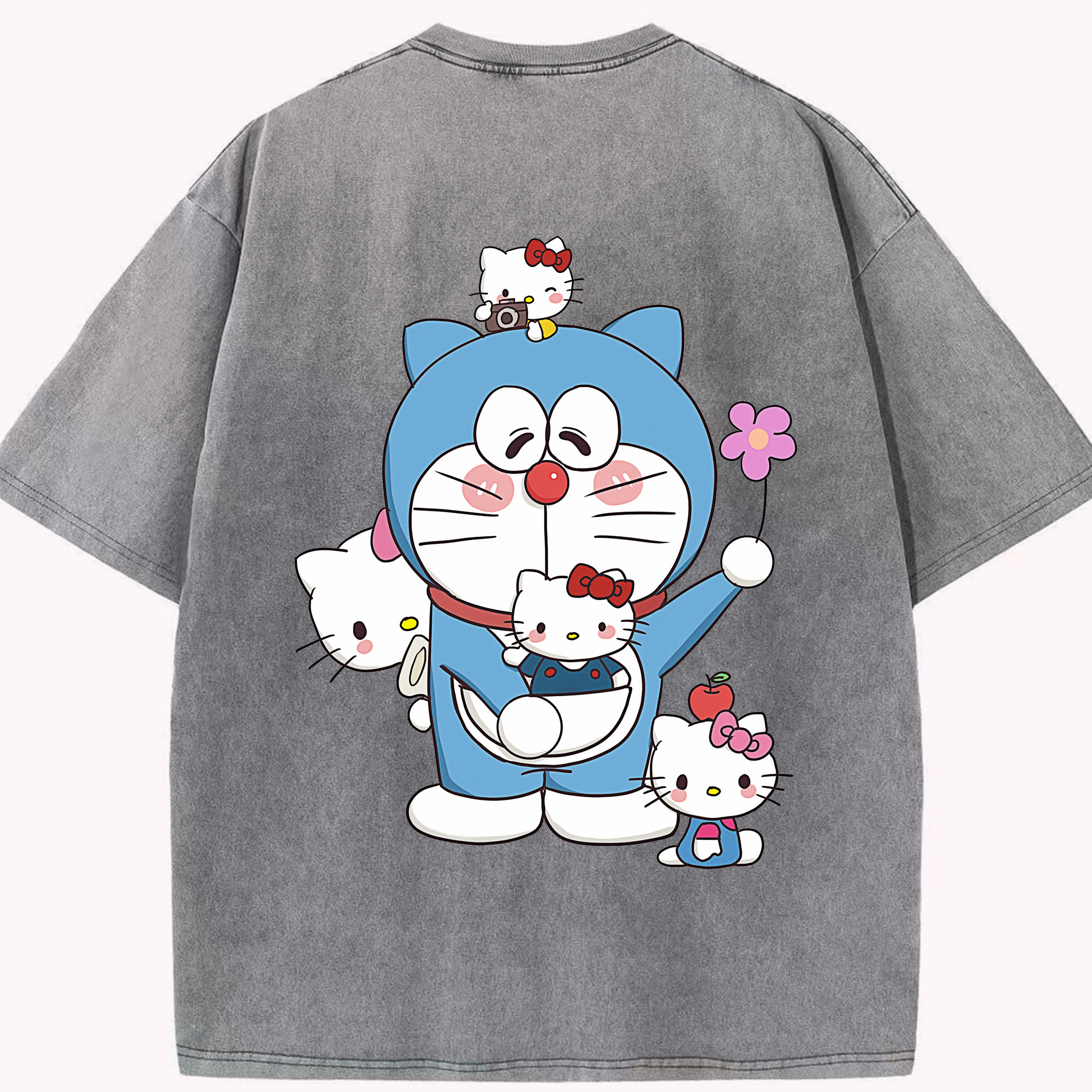 （画像用） ドラえもん Doraemon 綿100% ヴィンテージ風 半袖Tシャツ（背面プリント）