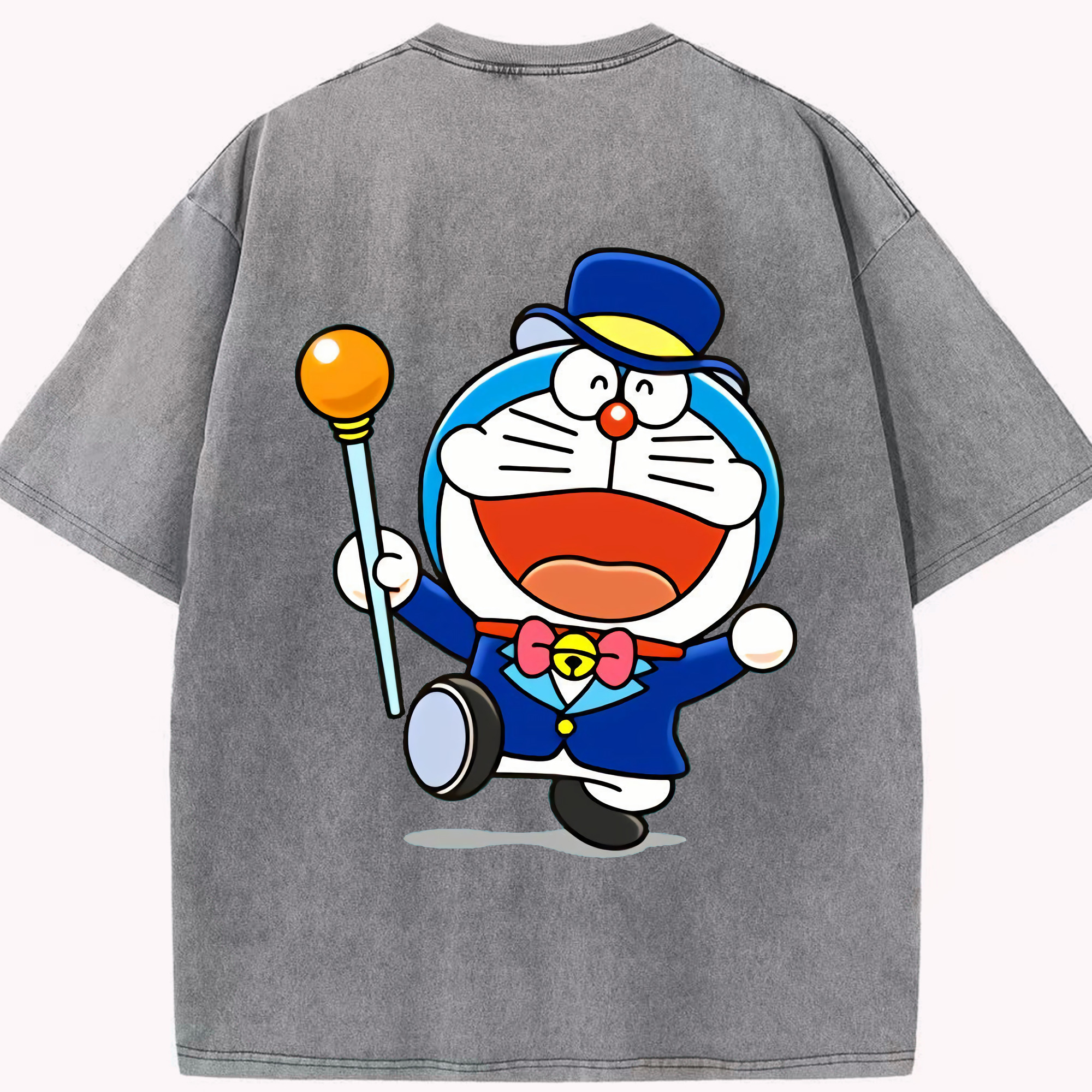 （画像用） ドラえもん Doraemon 綿100% ヴィンテージ風 半袖Tシャツ（背面プリント）