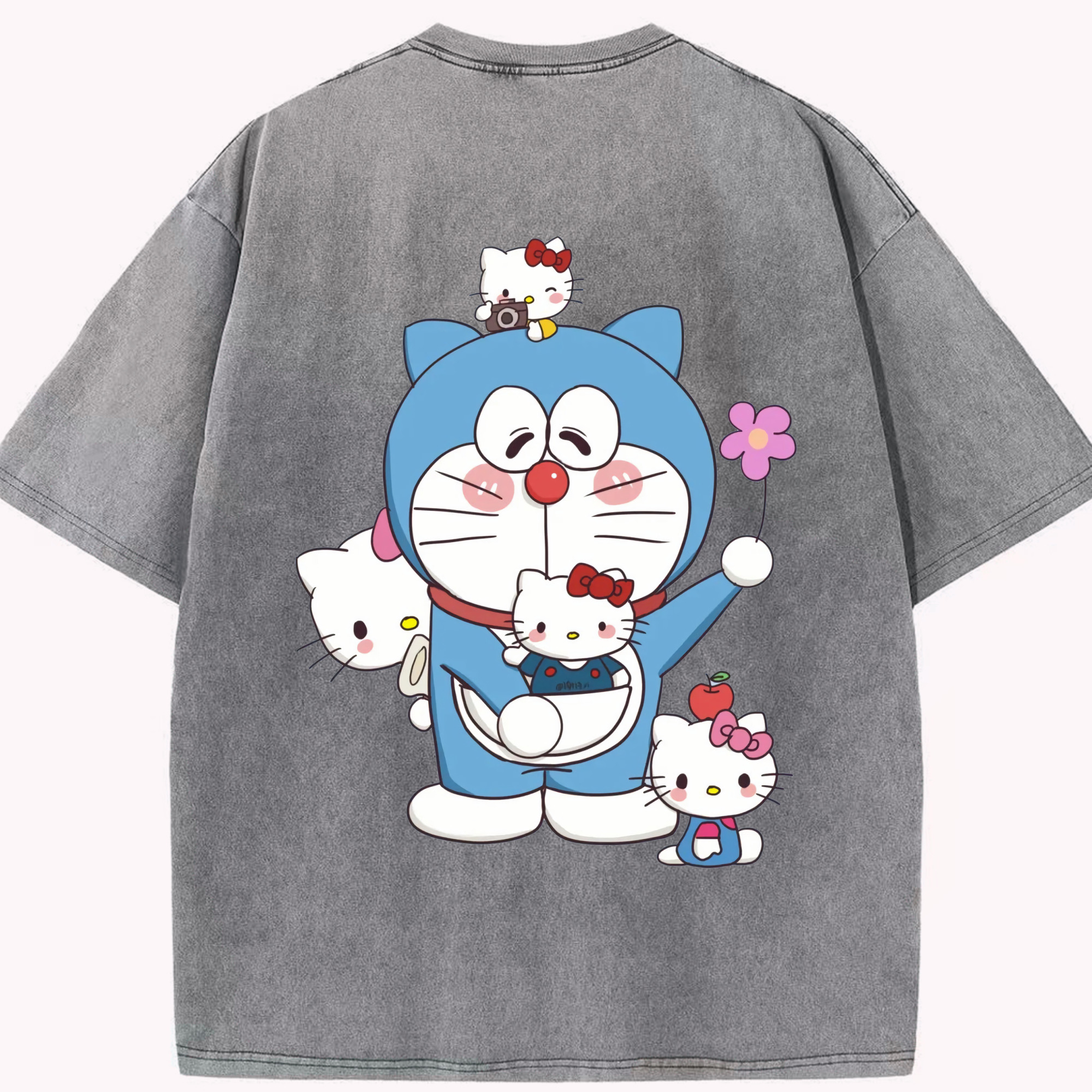 （画像用） ドラえもん Doraemon 綿100% ヴィンテージ風 半袖Tシャツ（背面プリント）