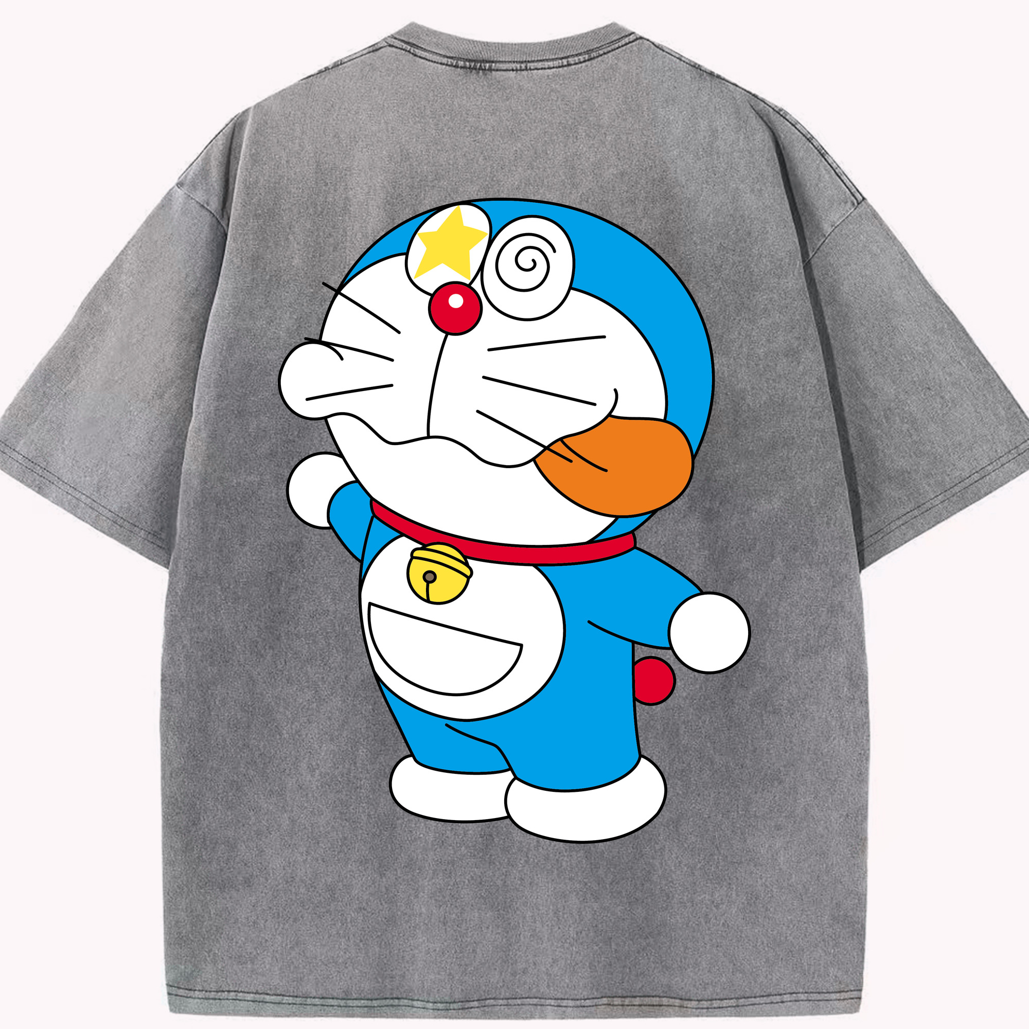 （画像用） ドラえもん Doraemon 綿100% ヴィンテージ風 半袖Tシャツ（背面プリント）