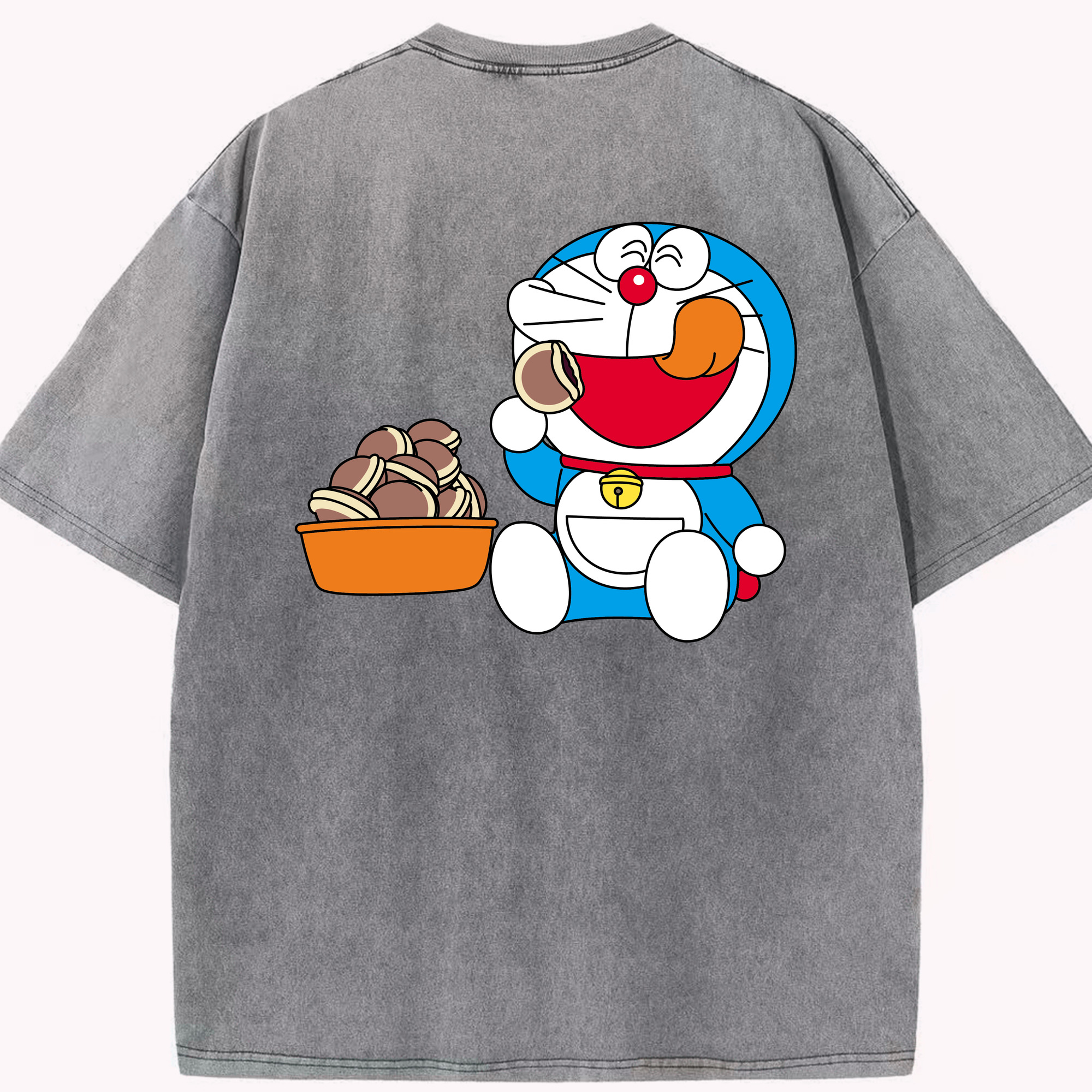 （画像用） ドラえもん Doraemon 綿100% ヴィンテージ風 半袖Tシャツ（背面プリント）
