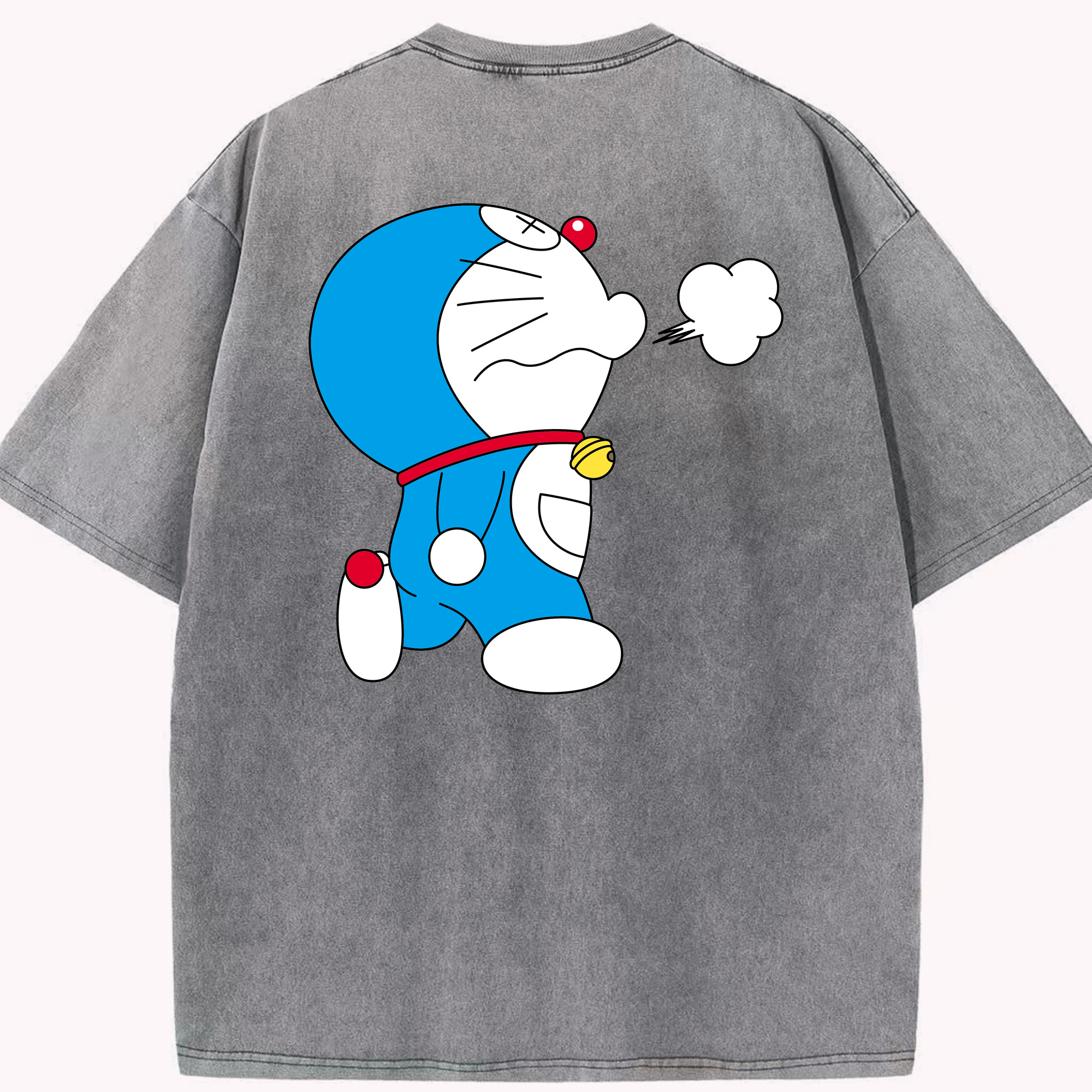 （画像用） ドラえもん Doraemon 綿100% ヴィンテージ風 半袖Tシャツ（背面プリント）