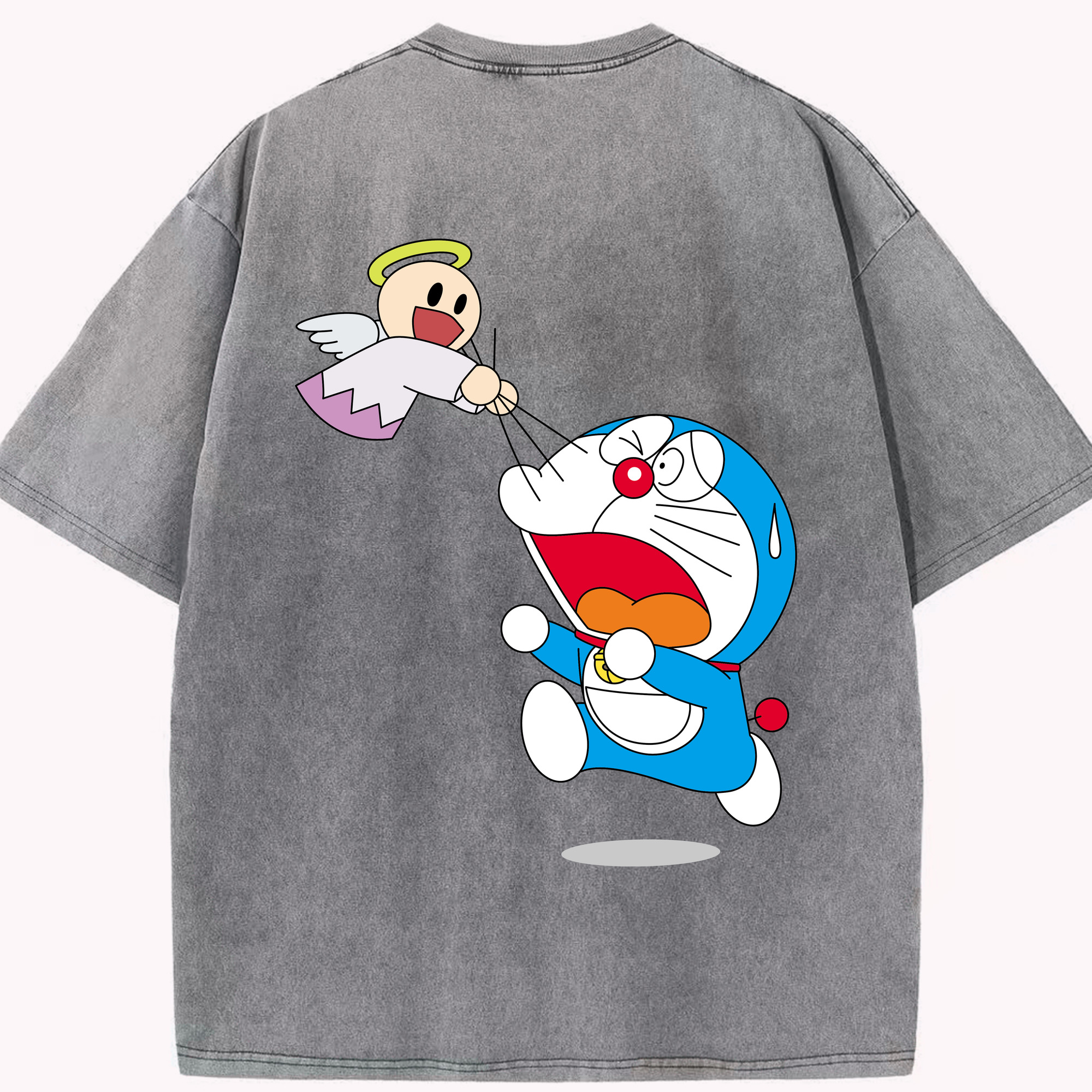 （画像用） ドラえもん Doraemon 綿100% ヴィンテージ風 半袖Tシャツ（背面プリント）