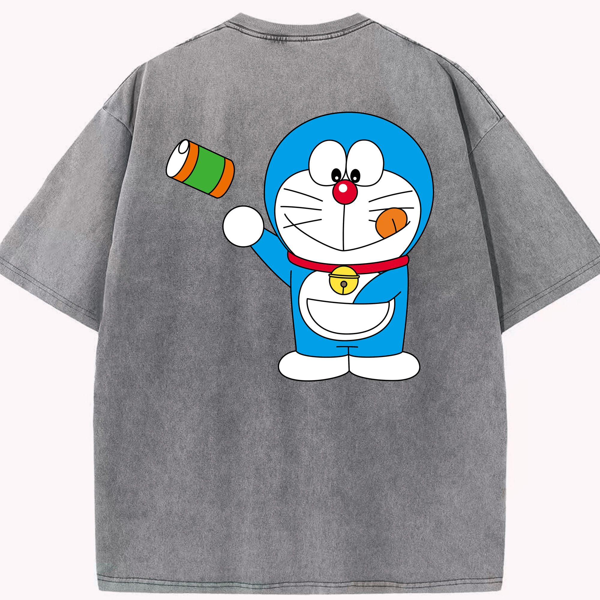 （画像用） ドラえもん Doraemon 綿100% ヴィンテージ風 半袖Tシャツ（背面プリント）