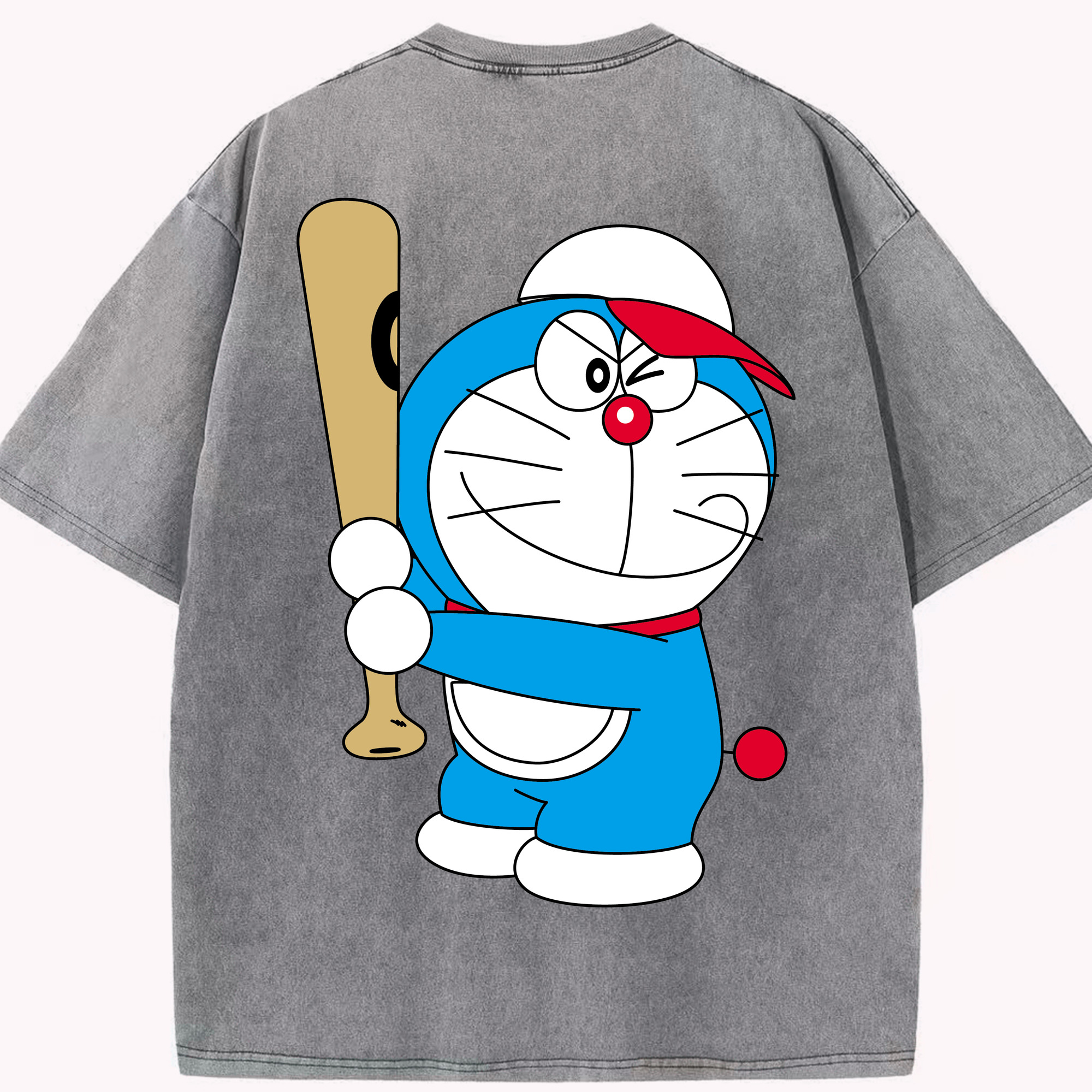 （画像用） ドラえもん Doraemon 綿100% ヴィンテージ風 半袖Tシャツ（背面プリント）