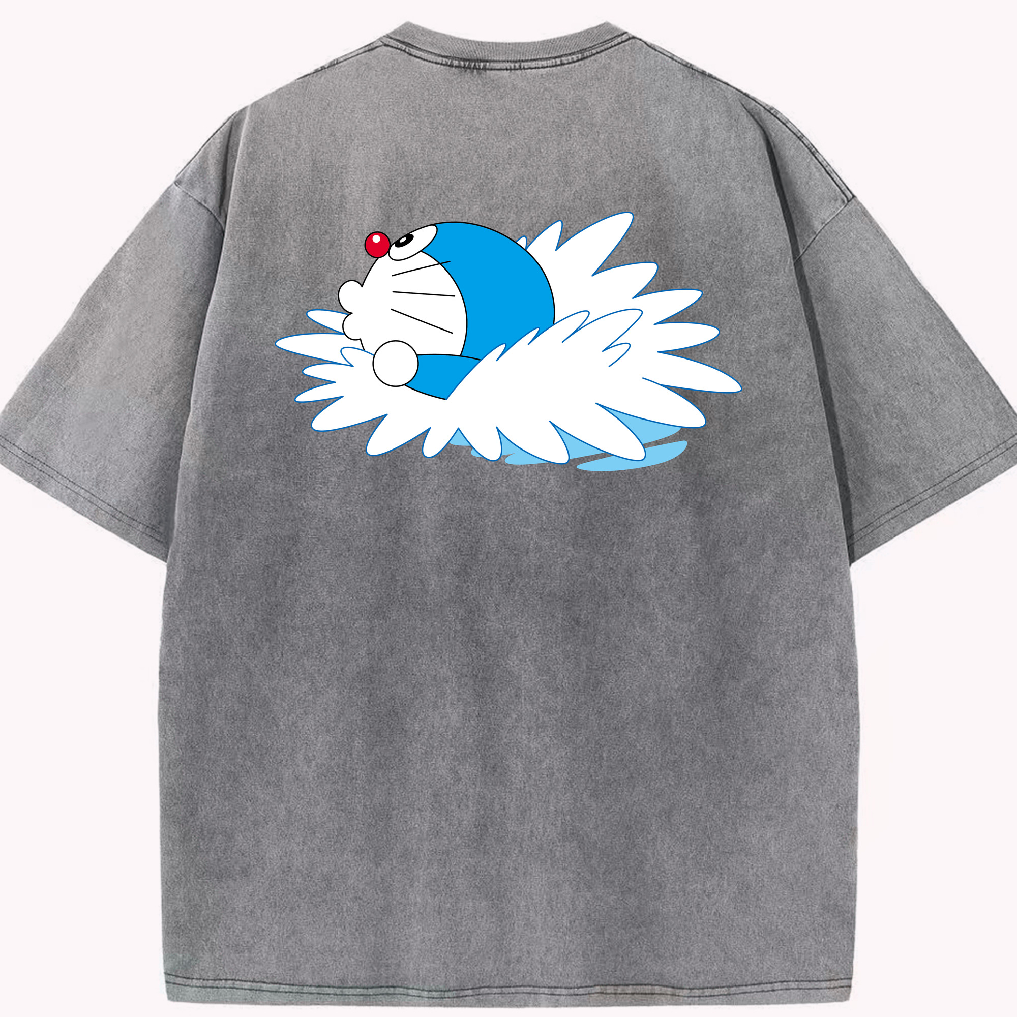 （画像用） ドラえもん Doraemon 綿100% ヴィンテージ風 半袖Tシャツ（背面プリント）
