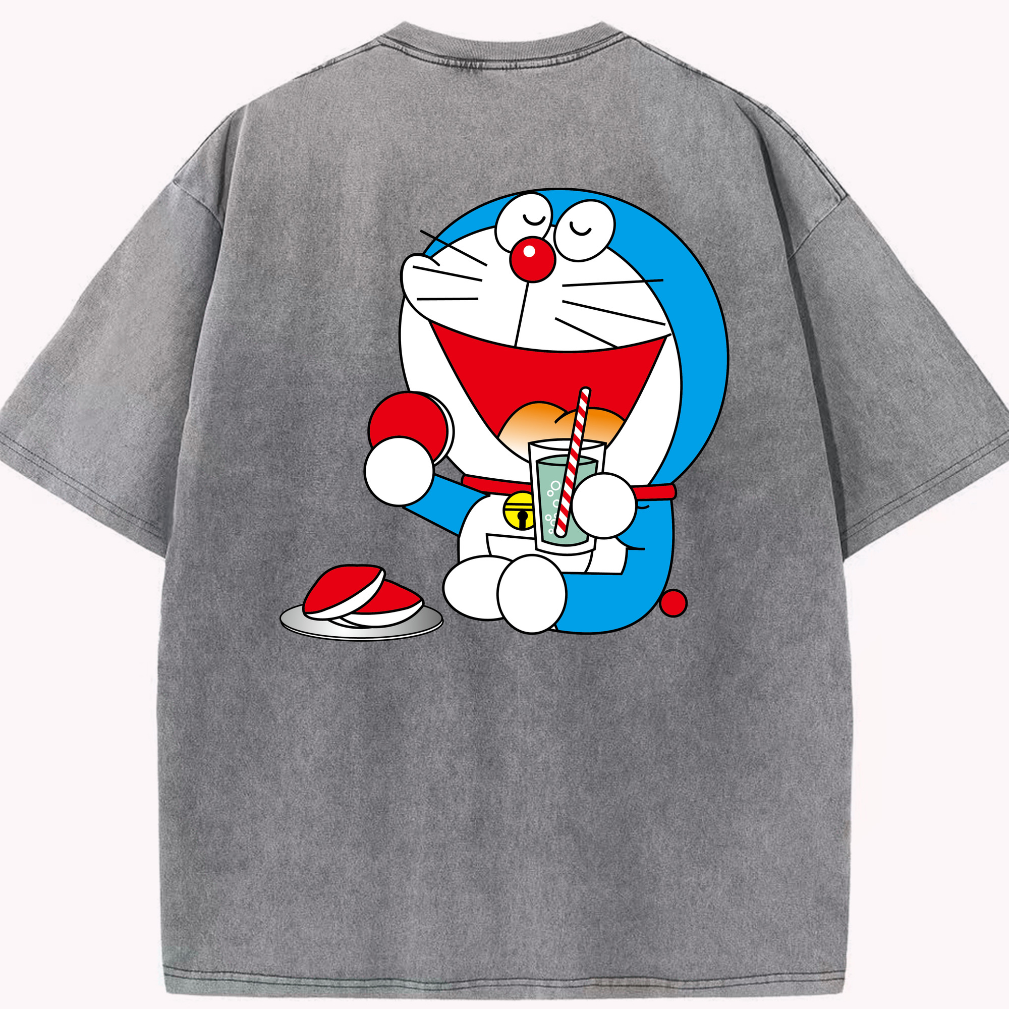 （画像用） ドラえもん Doraemon 綿100% ヴィンテージ風 半袖Tシャツ（背面プリント）
