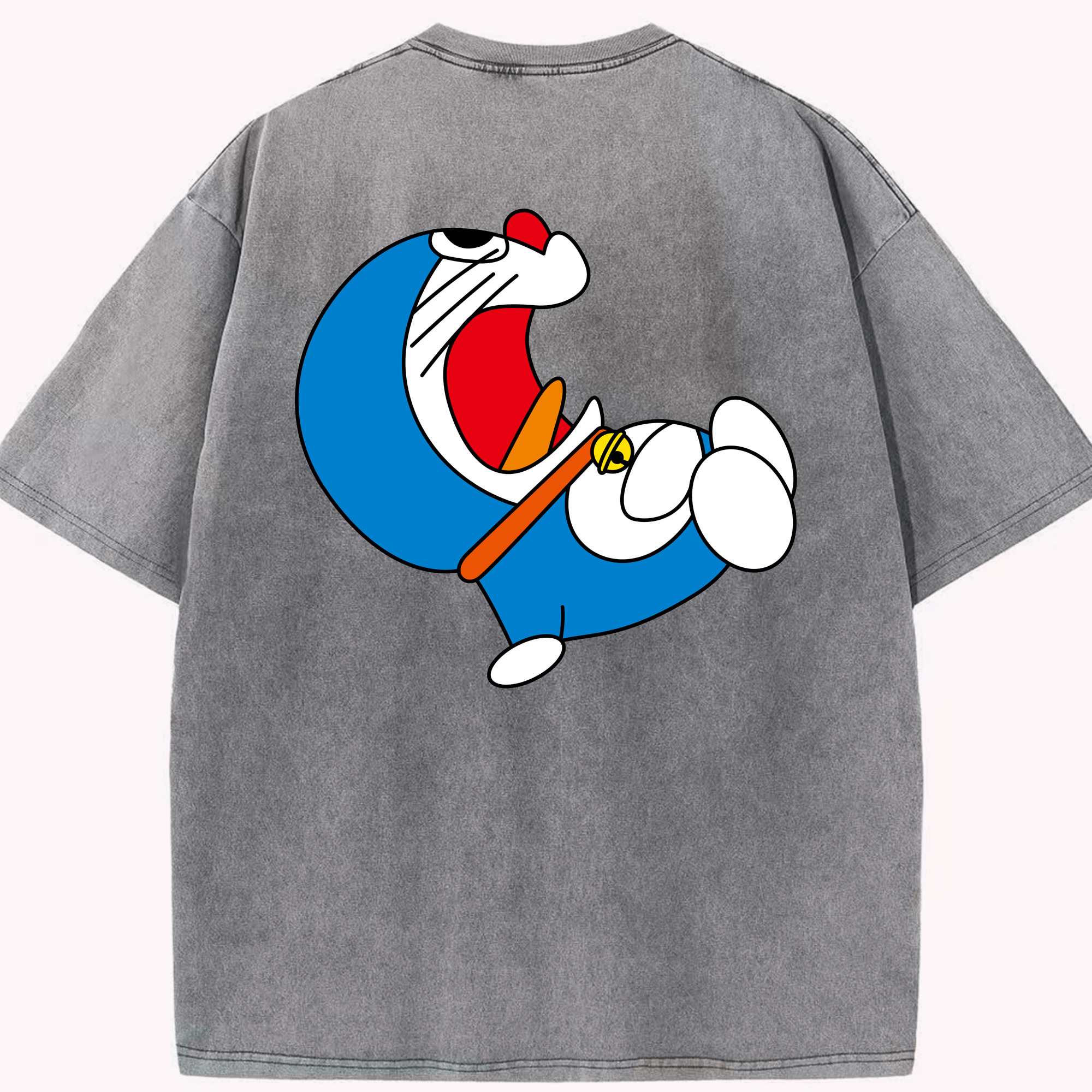 （画像用） ドラえもん Doraemon 綿100% ヴィンテージ風 半袖Tシャツ（背面プリント）