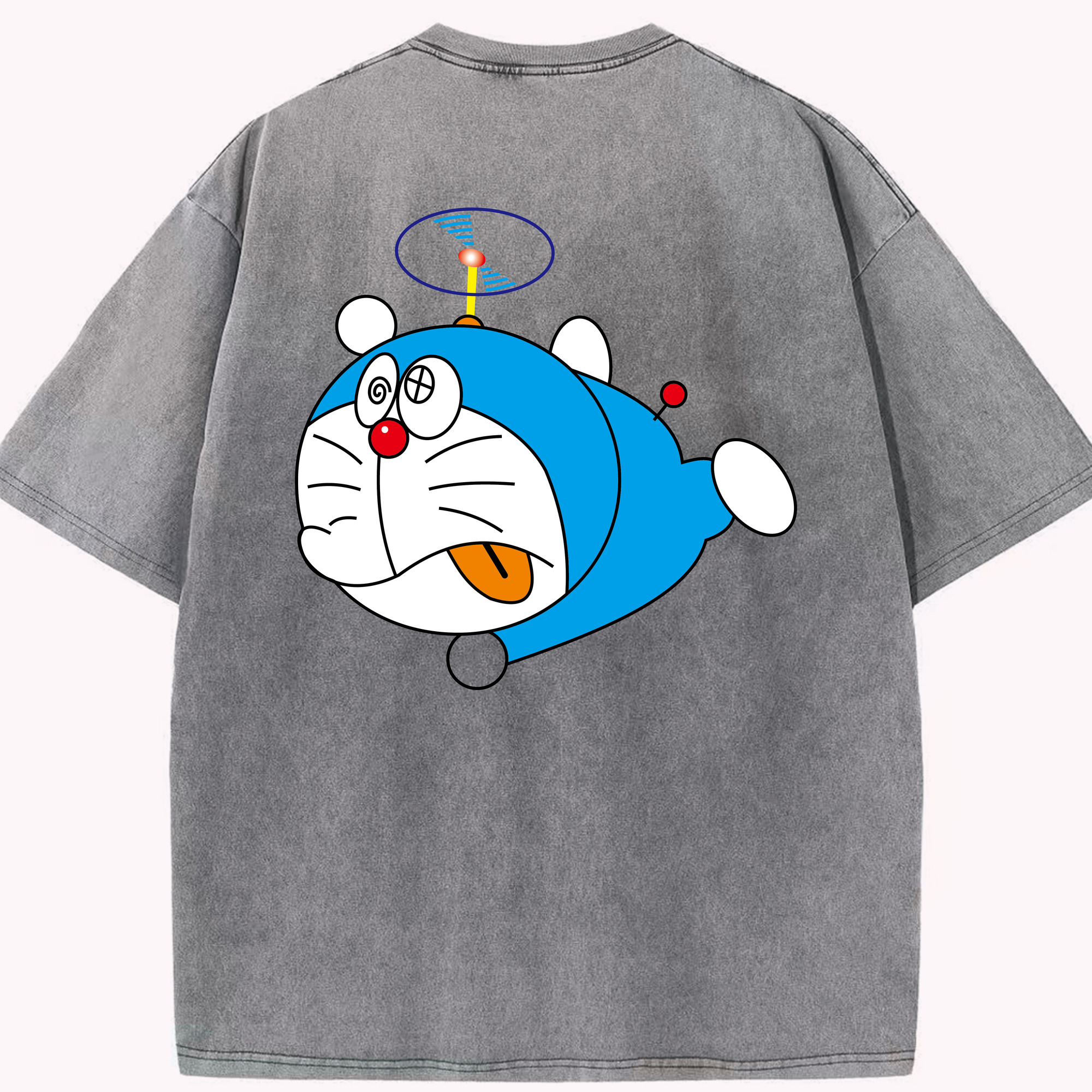 （画像用） ドラえもん Doraemon 綿100% ヴィンテージ風 半袖Tシャツ（背面プリント）