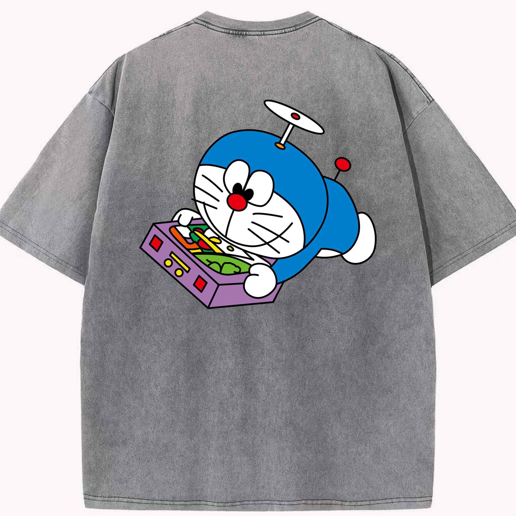 （画像用） ドラえもん Doraemon 綿100% ヴィンテージ風 半袖Tシャツ（背面プリント）