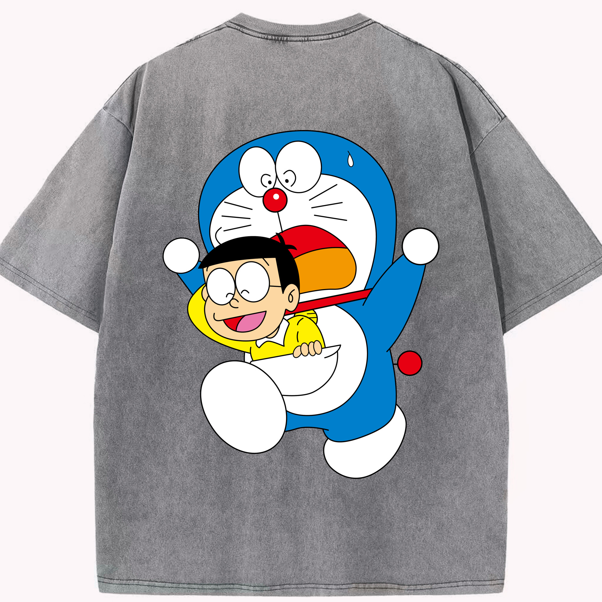 （画像用） ドラえもん Doraemon 綿100% ヴィンテージ風 半袖Tシャツ（背面プリント）