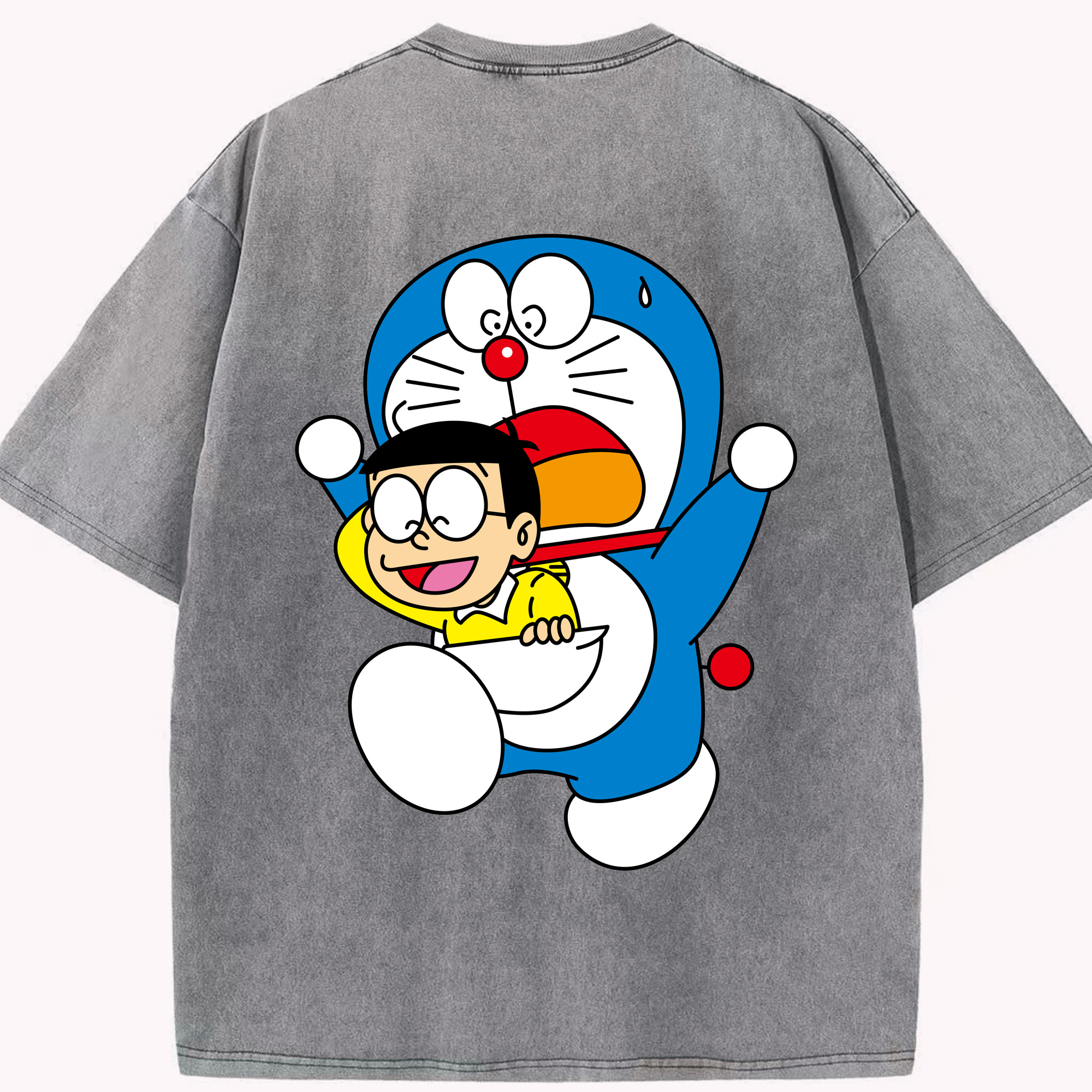 （画像用） ドラえもん Doraemon 綿100% ヴィンテージ風 半袖Tシャツ（背面プリント）