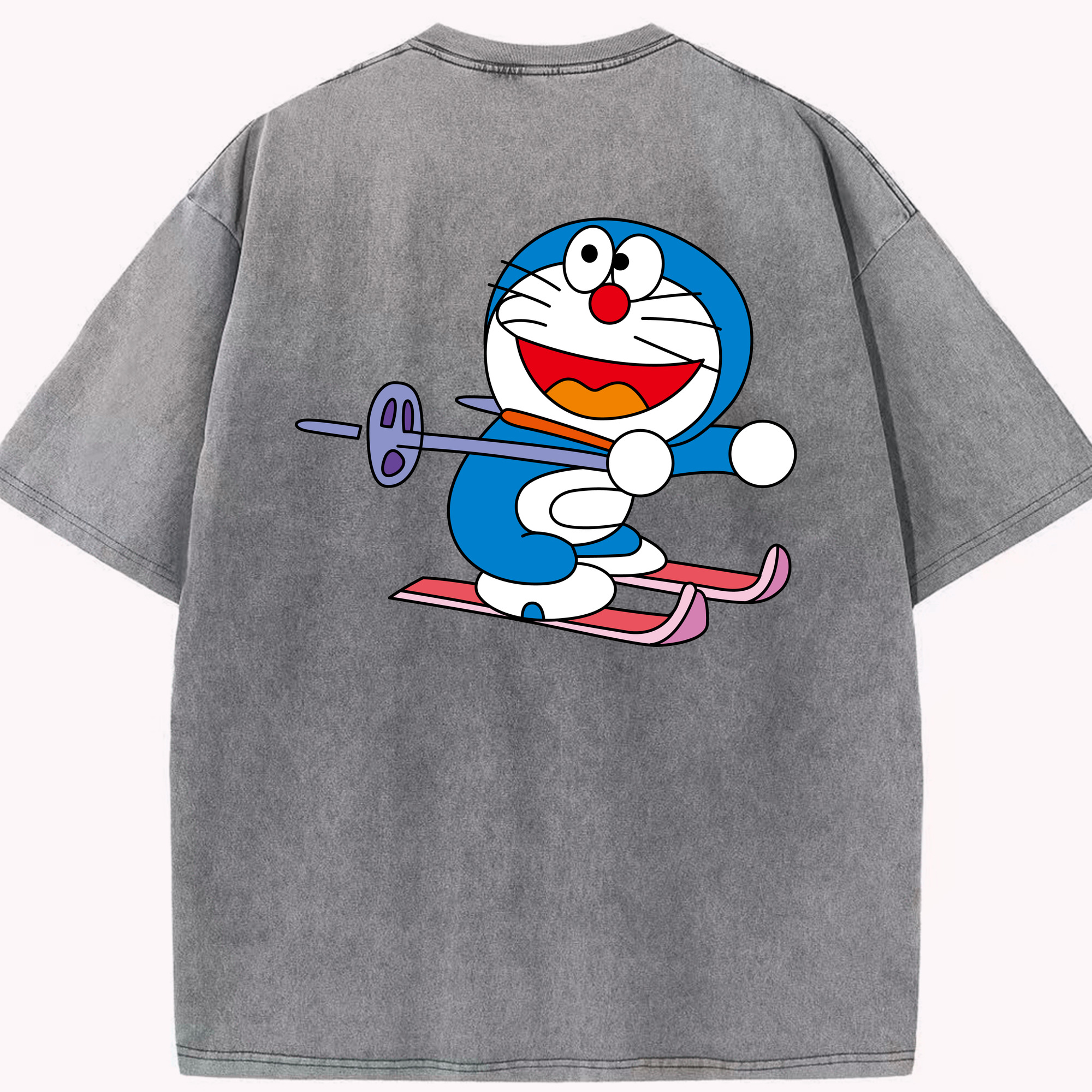 （画像用） ドラえもん Doraemon 綿100% ヴィンテージ風 半袖Tシャツ（背面プリント）