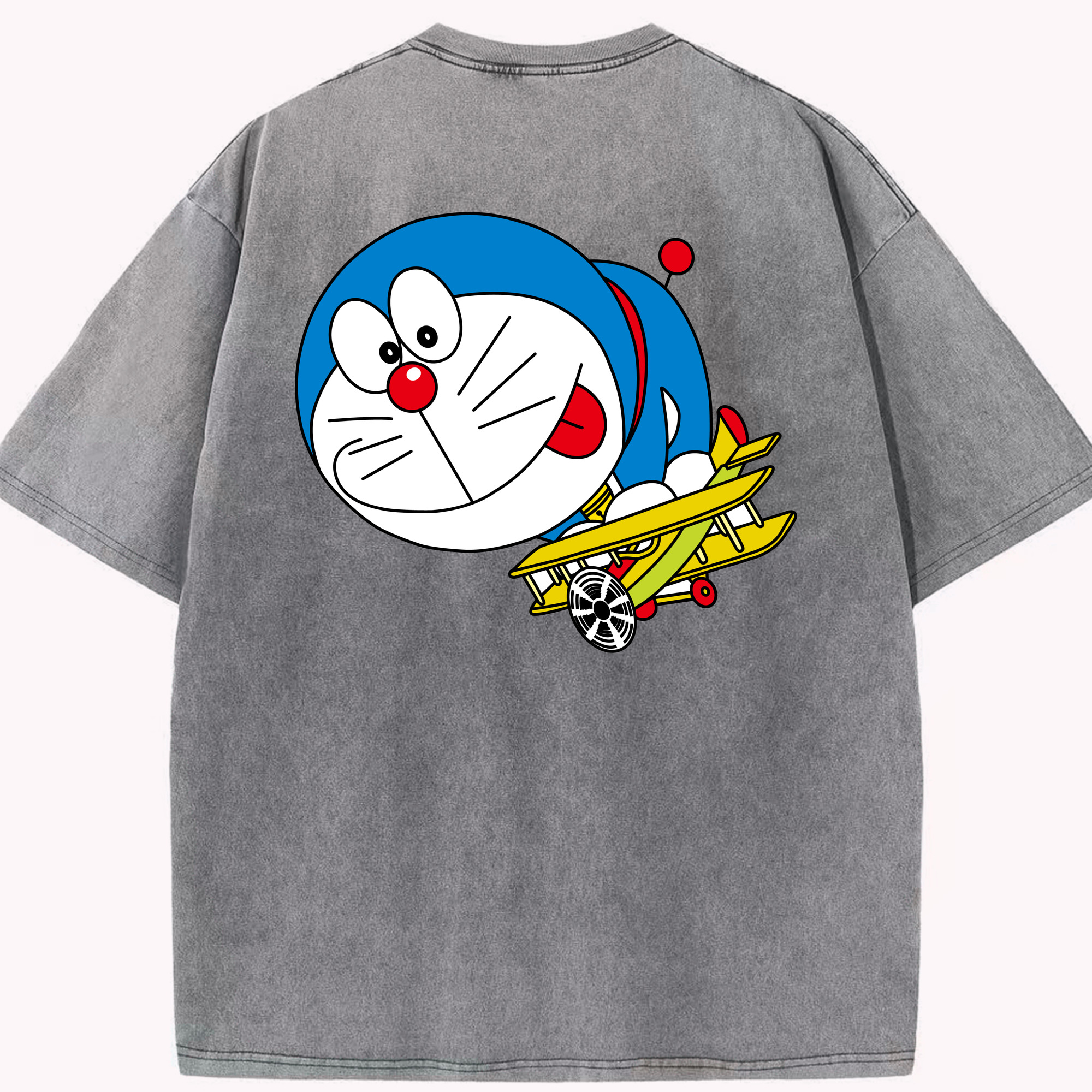 （画像用） ドラえもん Doraemon 綿100% ヴィンテージ風 半袖Tシャツ（背面プリント）