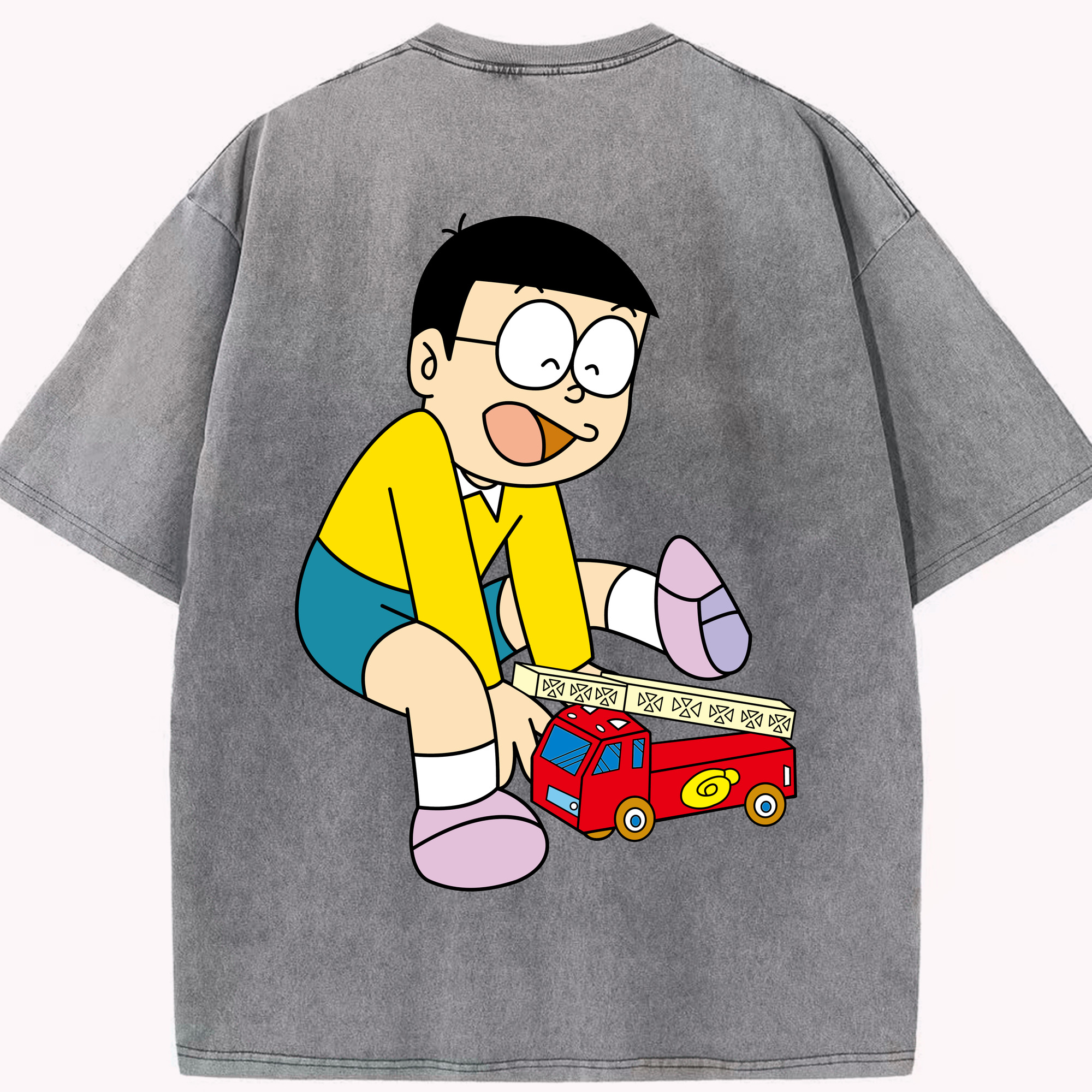 （画像用） ドラえもん 野比 のび太 Doraemon Nobita Nobi 綿100% ヴィンテージ風 半袖Tシャツ（背面プリント）