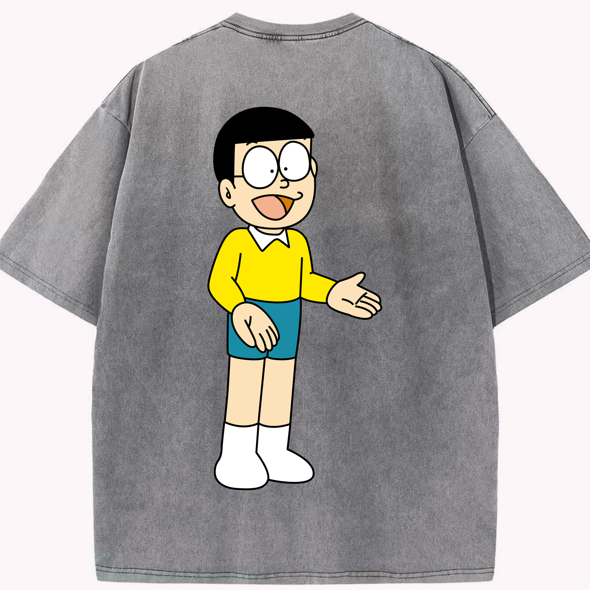 （画像用） ドラえもん 野比 のび太 Doraemon Nobita Nobi 綿100% ヴィンテージ風 半袖Tシャツ（背面プリント）