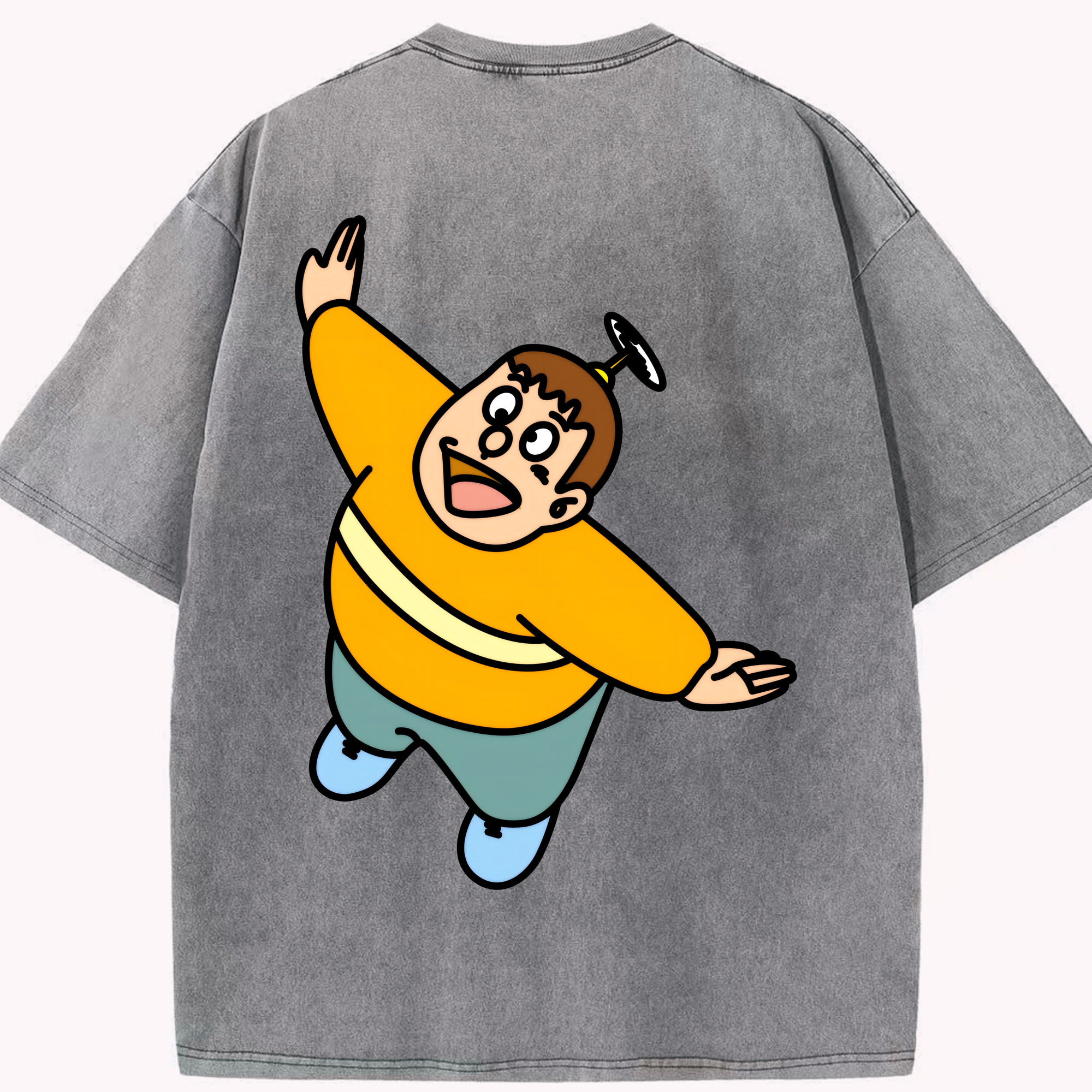 （画像用） ドラえもん 剛田武 Doraemon Gouta Takeshi 綿100% ヴィンテージ風 半袖Tシャツ（背面プリント）