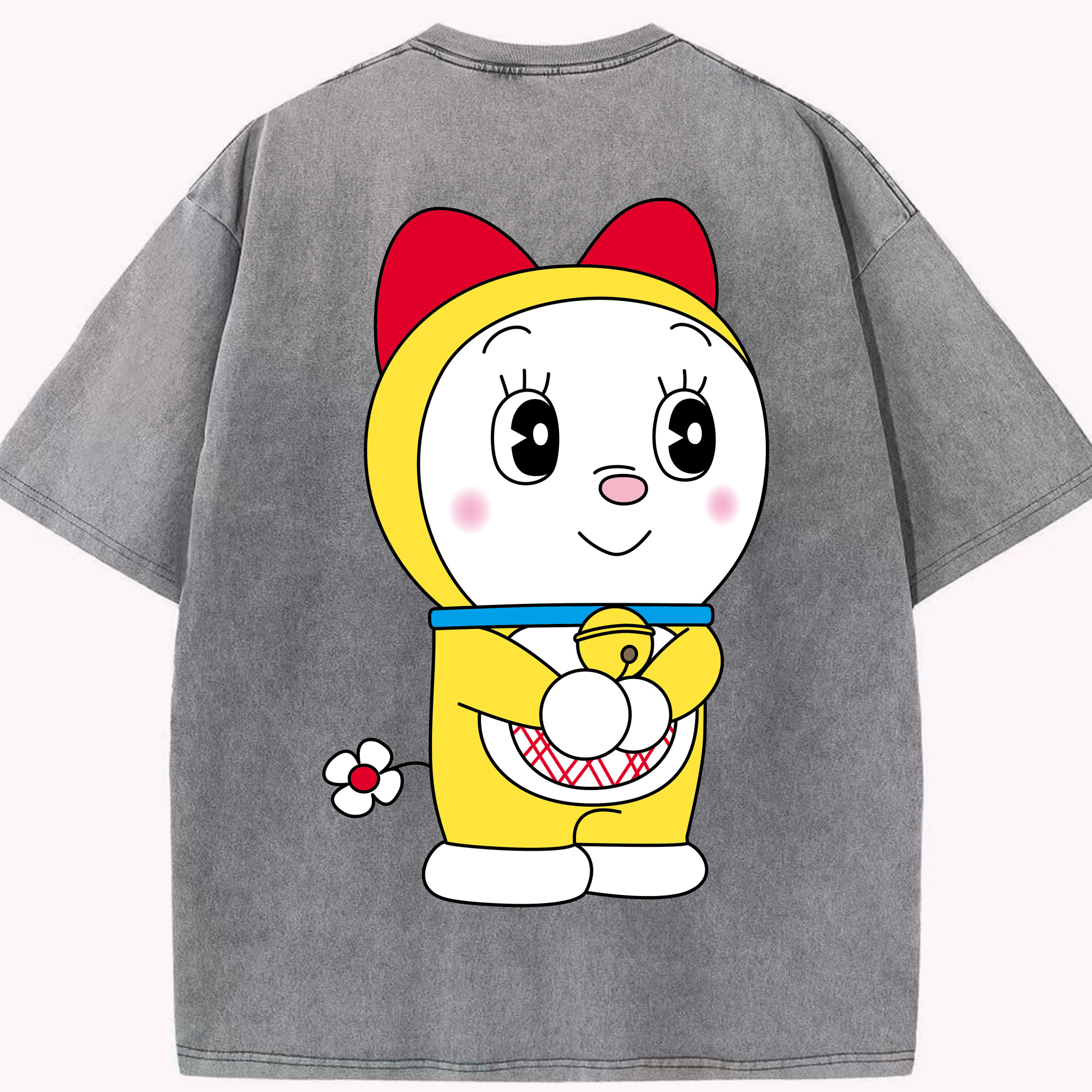 （画像用） ドラえもん ドラミ Doraemon Dorami 綿100% ヴィンテージ風 半袖Tシャツ（背面プリント）