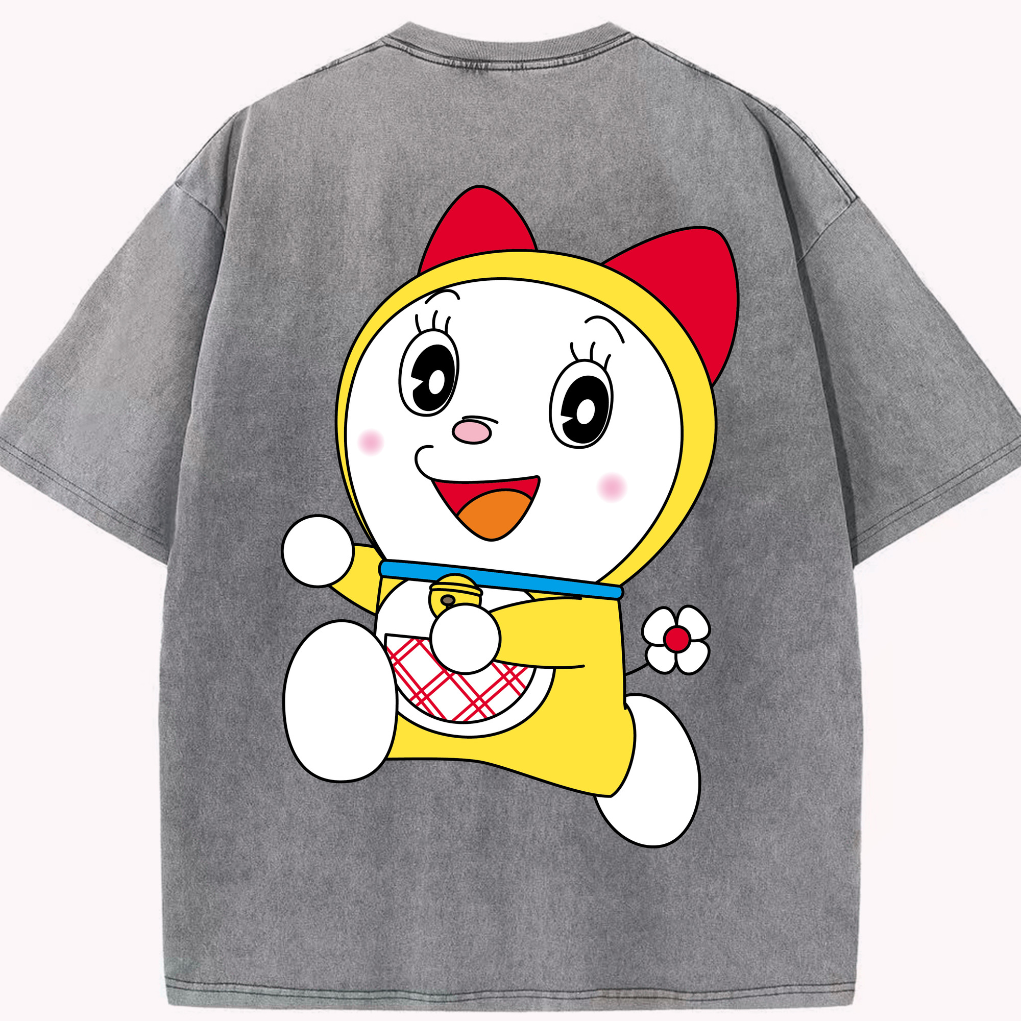 （画像用） ドラえもん ドラミ Doraemon Dorami 綿100% ヴィンテージ風 半袖Tシャツ（背面プリント）