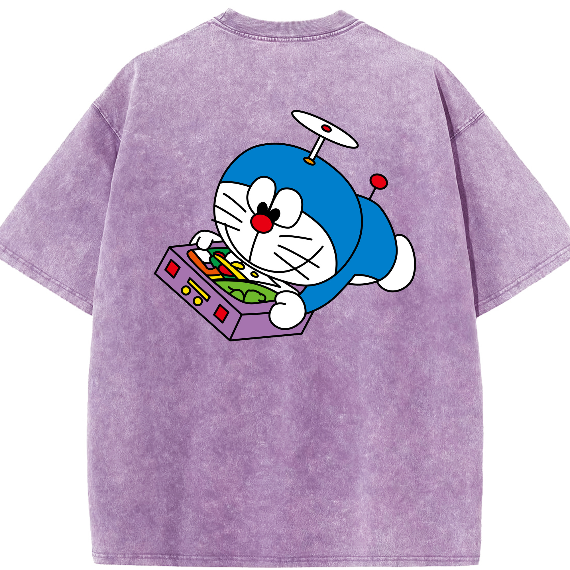 （画像用） ドラえもん Doraemon 綿100% ヴィンテージ風 半袖Tシャツ（背面プリント）