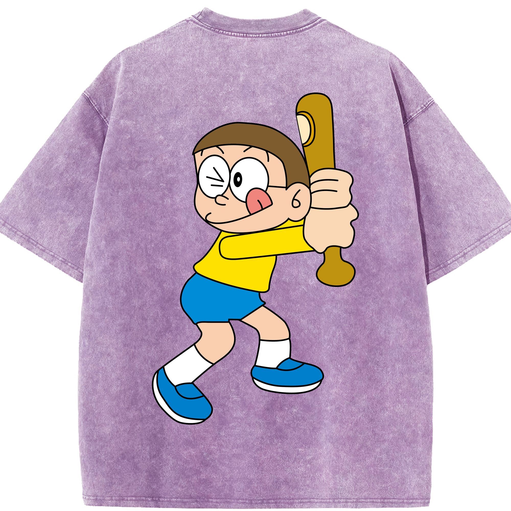 （画像用） ドラえもん 野比 のび太 Doraemon Nobita Nobi 綿100% ヴィンテージ風 半袖Tシャツ（背面プリント）