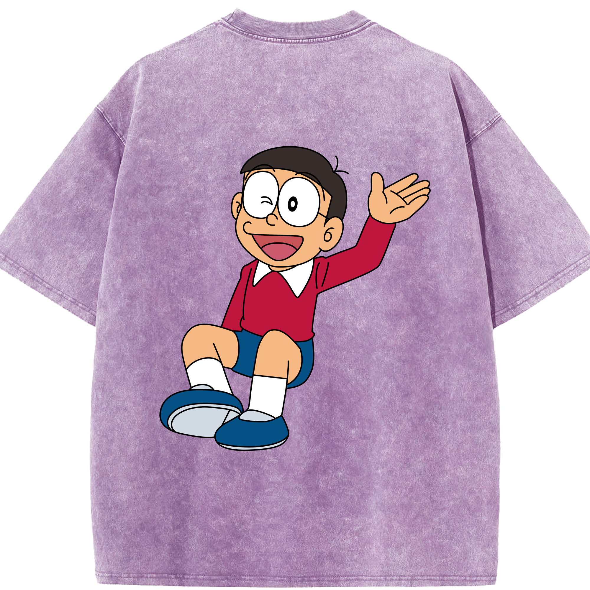 （画像用） ドラえもん 野比 のび太 Doraemon Nobita Nobi 綿100% ヴィンテージ風 半袖Tシャツ（背面プリント）