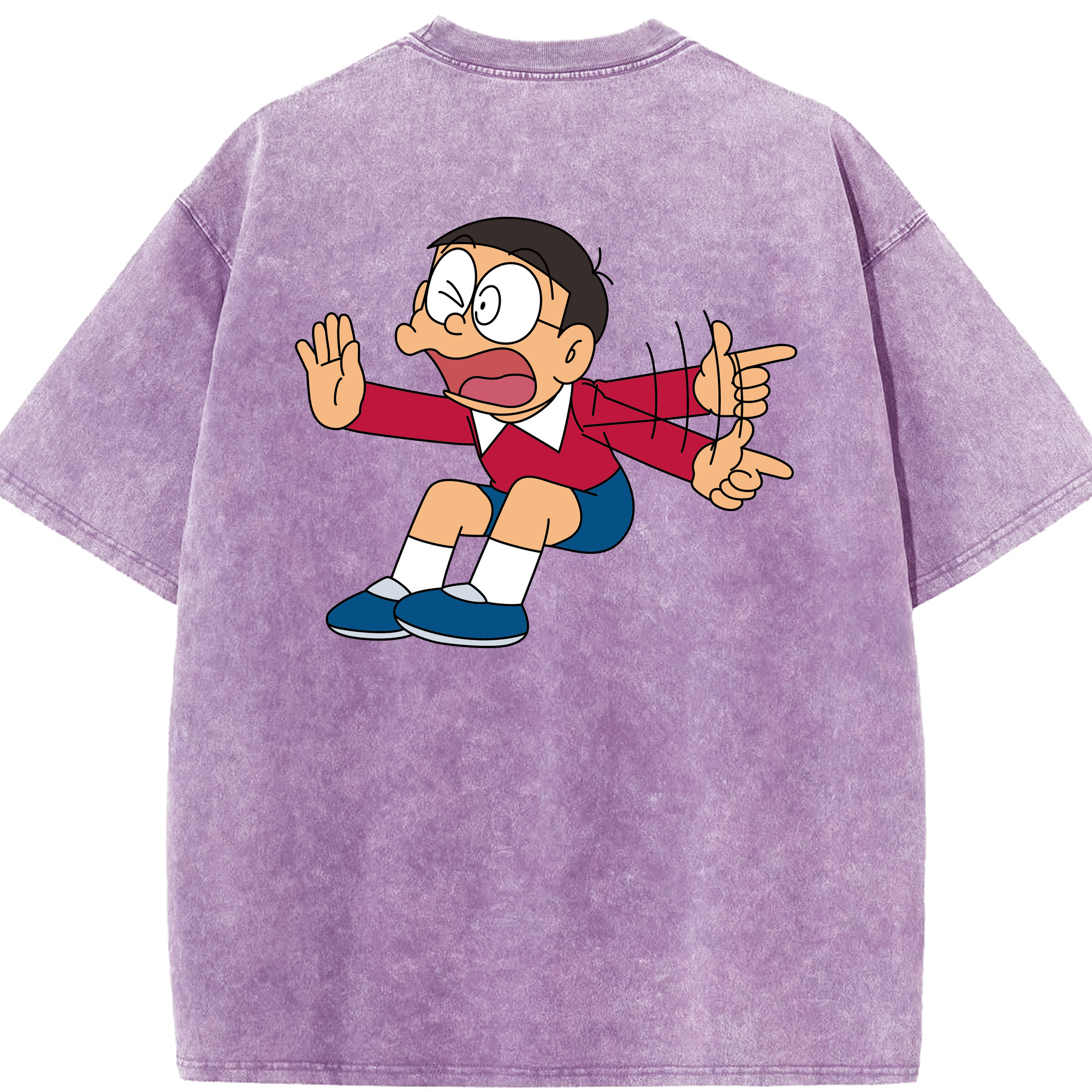 （画像用） ドラえもん 野比 のび太 Doraemon Nobita Nobi 綿100% ヴィンテージ風 半袖Tシャツ（背面プリント）
