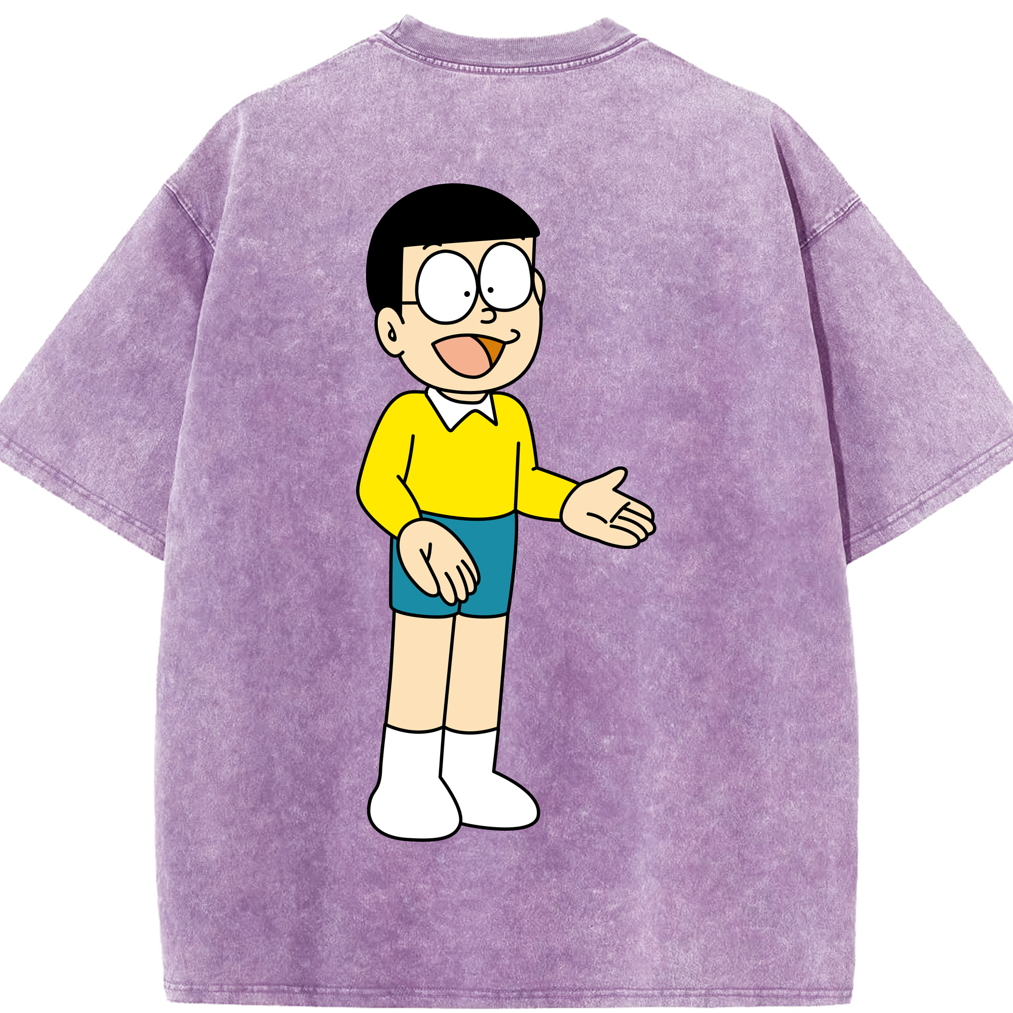 （画像用） ドラえもん 野比 のび太 Doraemon Nobita Nobi 綿100% ヴィンテージ風 半袖Tシャツ（背面プリント）