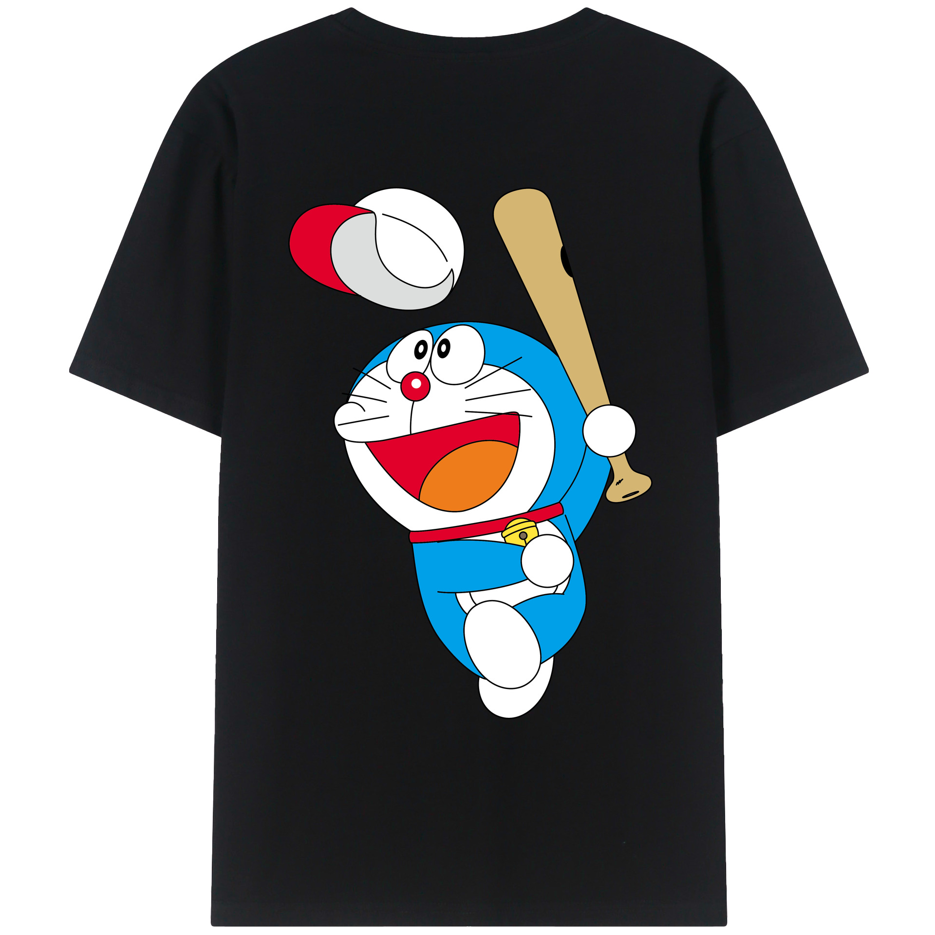 （画像用） ドラえもん Doraemon 綿100％ メンズ半袖Tシャツ（バックプリント） 通気性