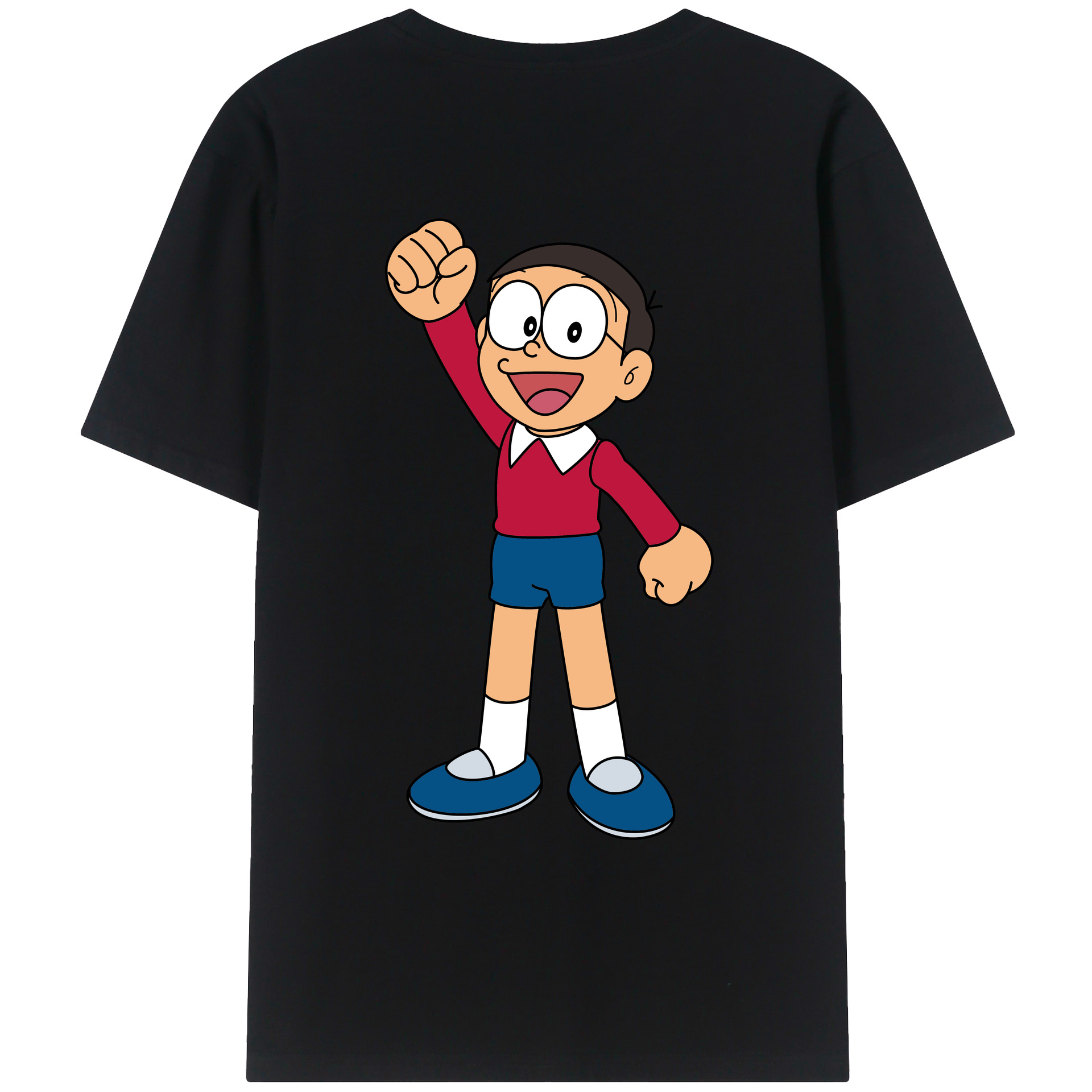 （画像用） ドラえもん 野比 のび太 Doraemon Nobita Nobi 綿100％ メンズ半袖Tシャツ（バックプリント） 通気性