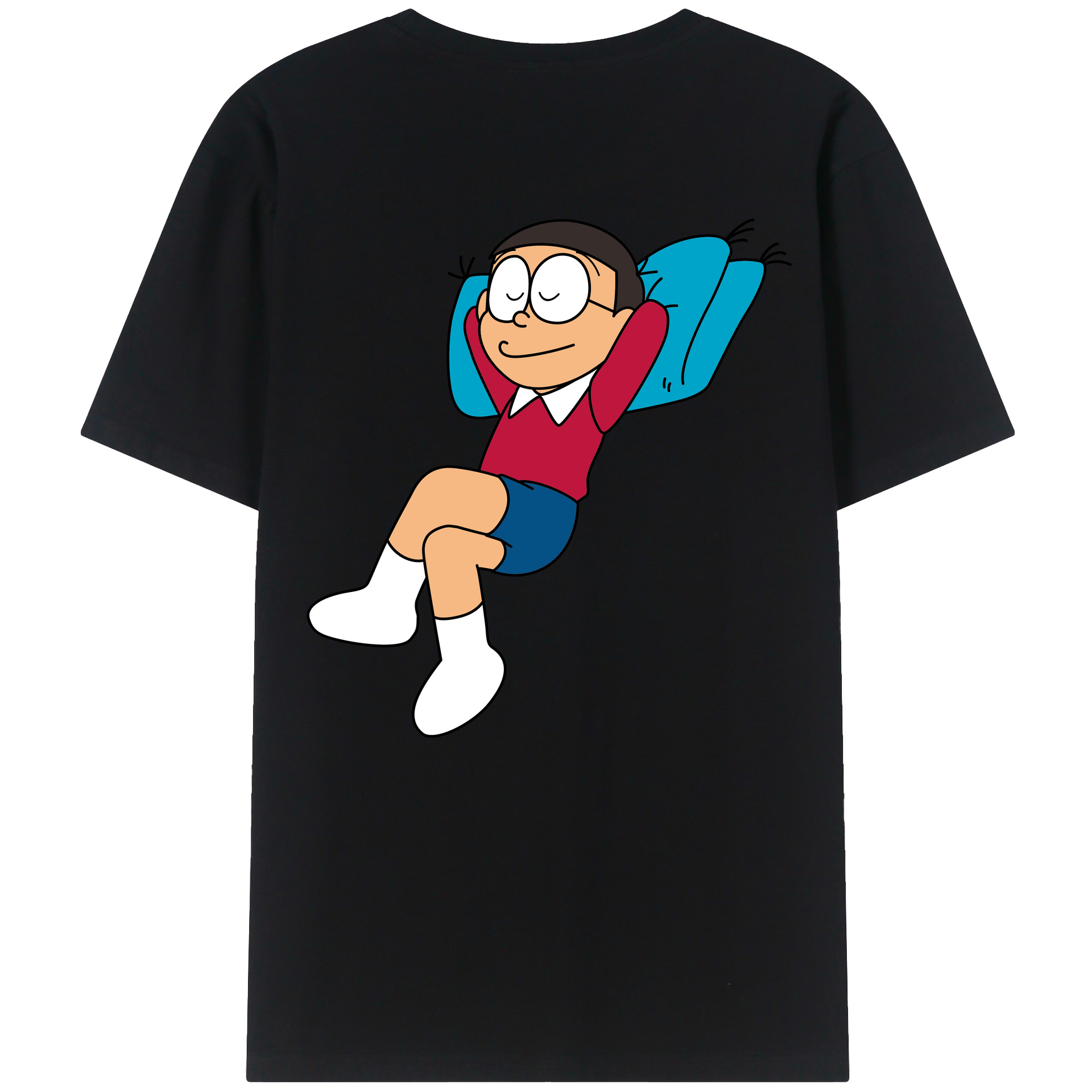 （画像用） ドラえもん 野比 のび太 Doraemon Nobita Nobi 綿100％ メンズ半袖Tシャツ（バックプリント） 通気性