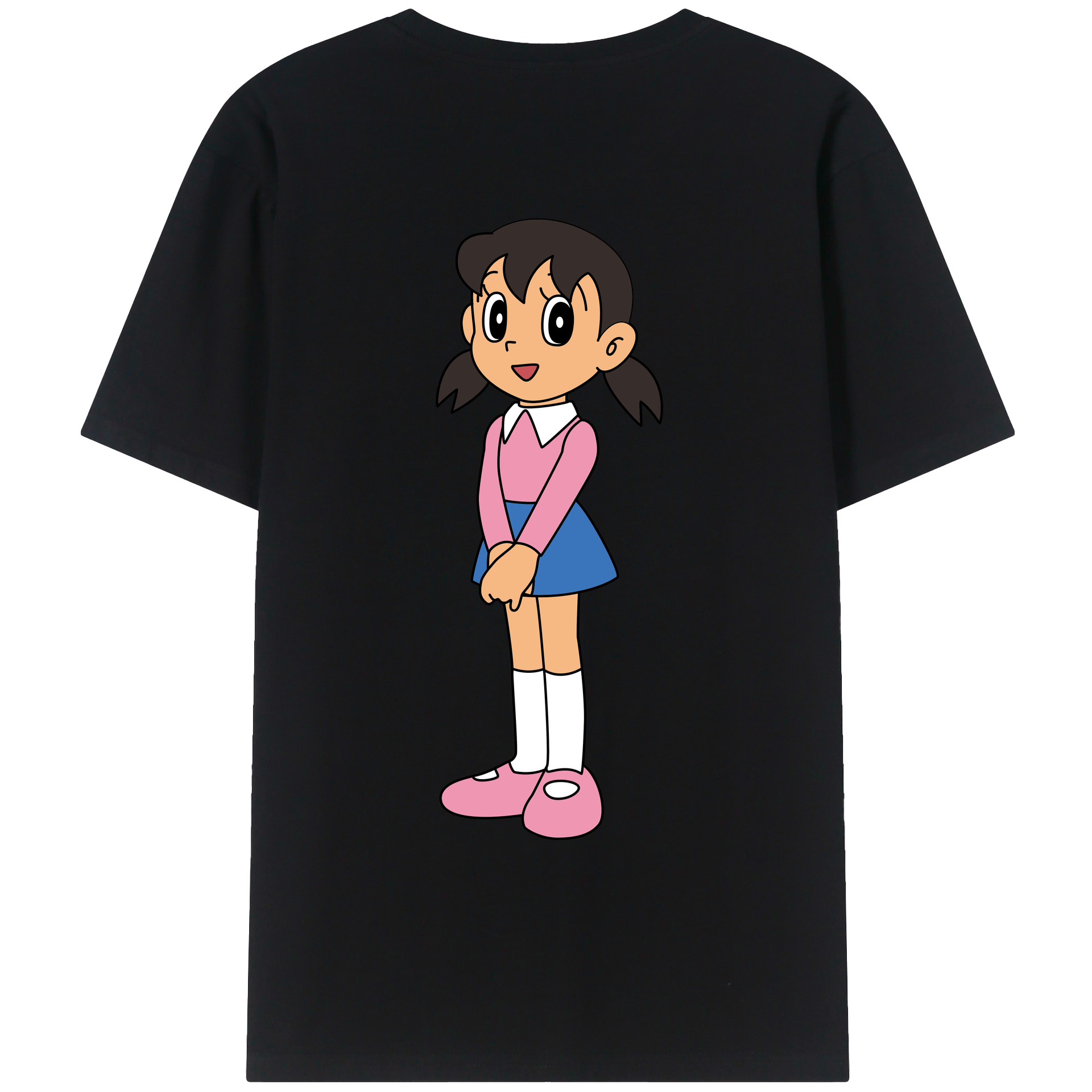 （画像用） ドラえもん みなもと しずか Doraemon Shizuka Minamoto 綿100％ メンズ半袖Tシャツ（バックプリント） 通気性