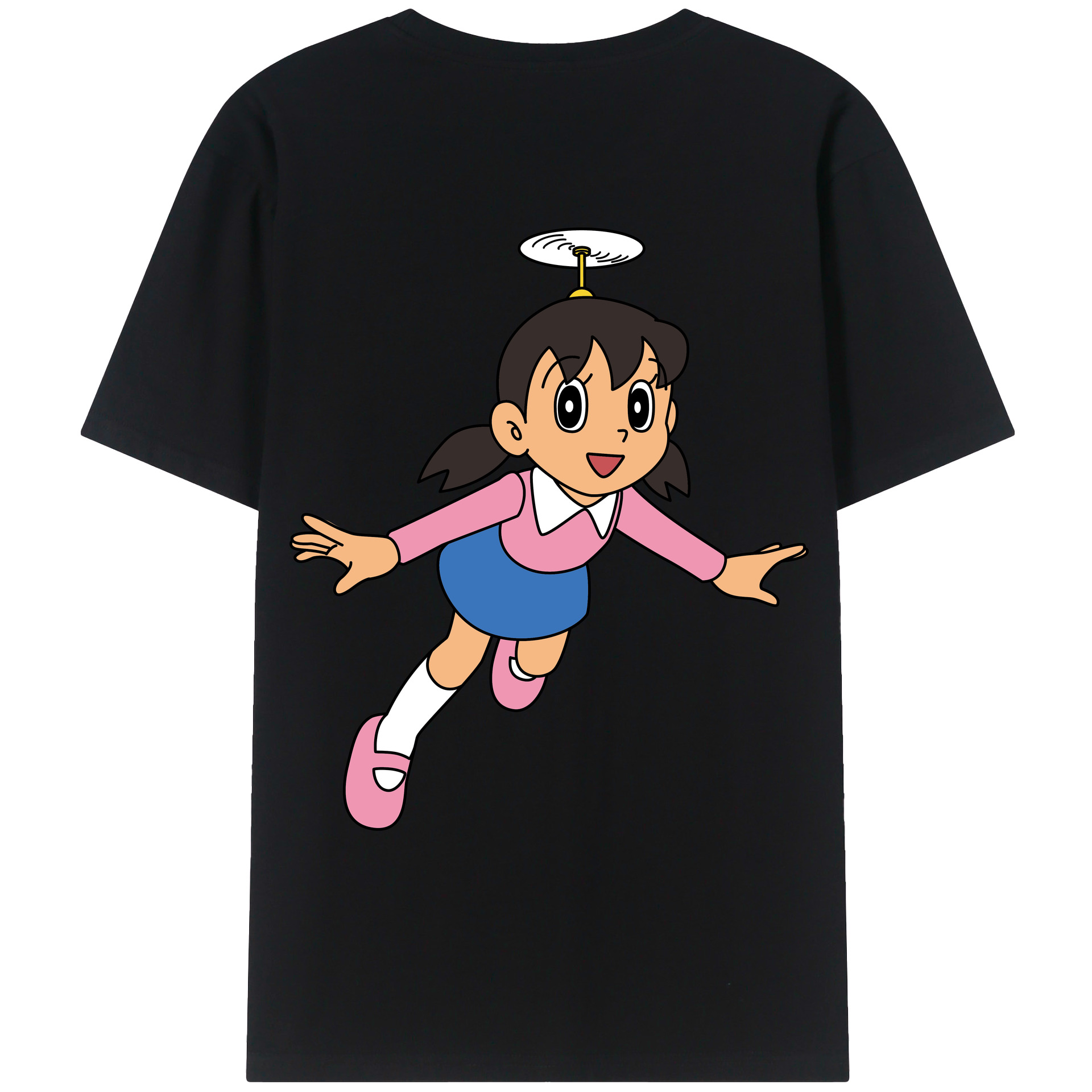 （画像用） ドラえもん みなもと しずか Doraemon Shizuka Minamoto 綿100％ メンズ半袖Tシャツ（バックプリント） 通気性