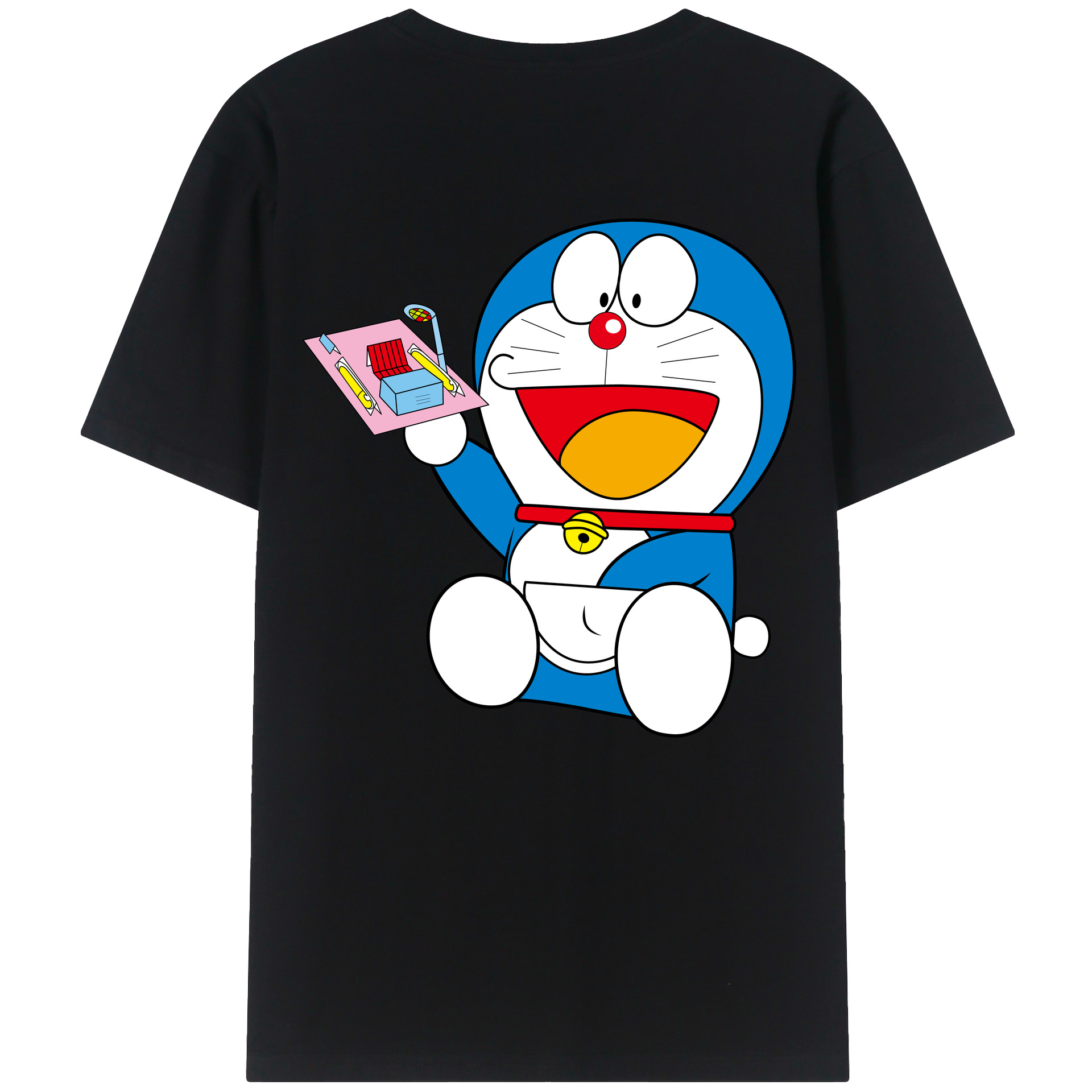 （画像用） ドラえもん Doraemon 綿100％ メンズ半袖Tシャツ（バックプリント） 通気性