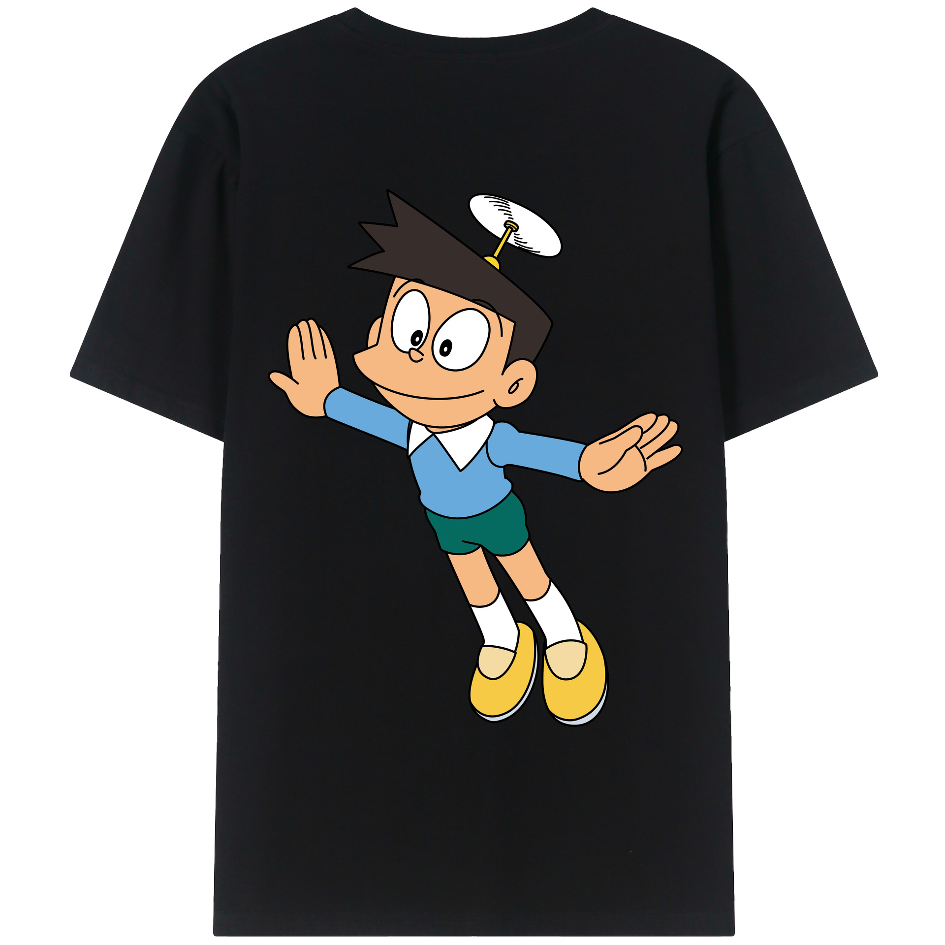 （画像用） ドラえもん 骨川 スネ夫 Doraemon Honekawa Suneo 綿100％ メンズ半袖Tシャツ（バックプリント） 通気性