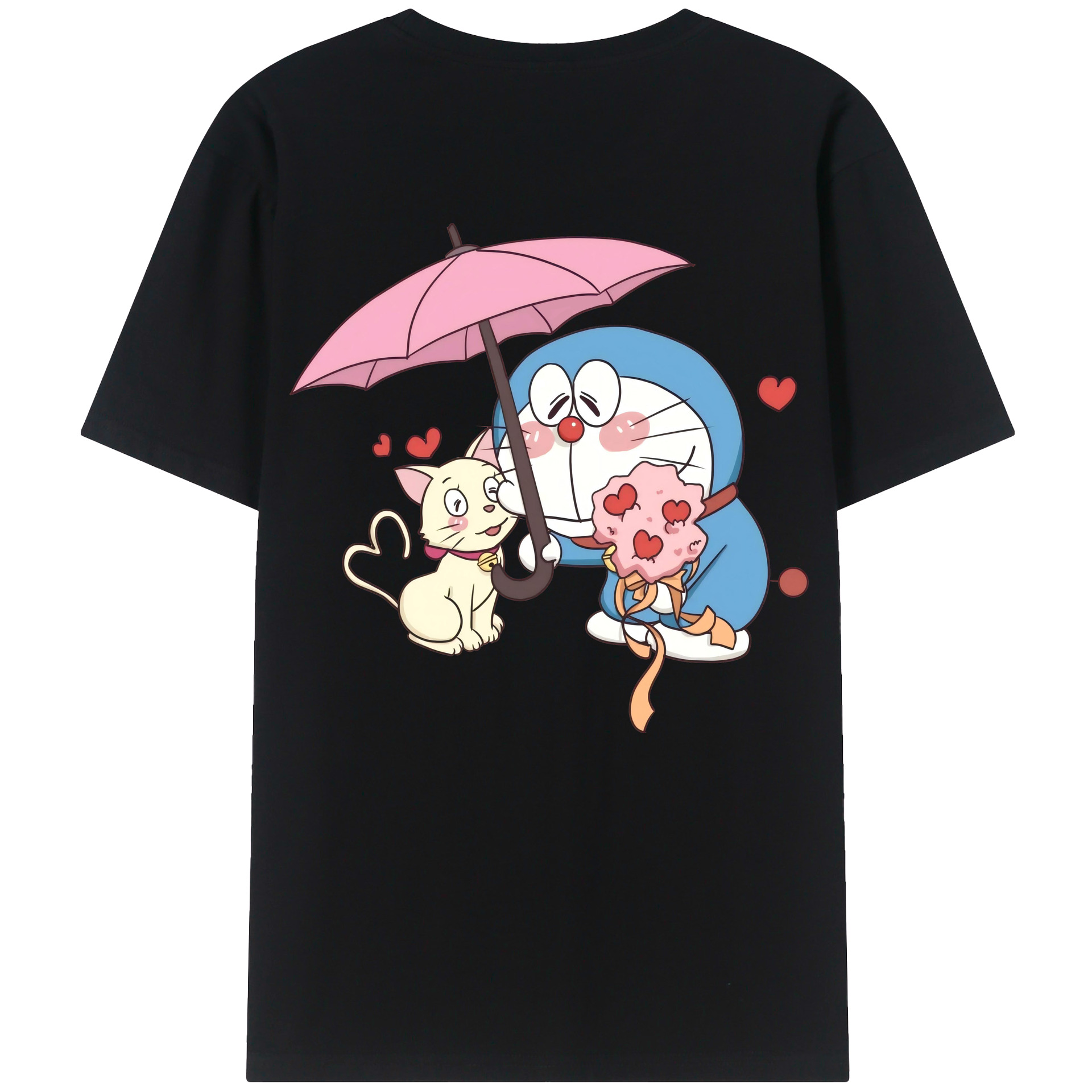 （画像用） ドラえもん Doraemon 綿100％ メンズ半袖Tシャツ（バックプリント） 通気性