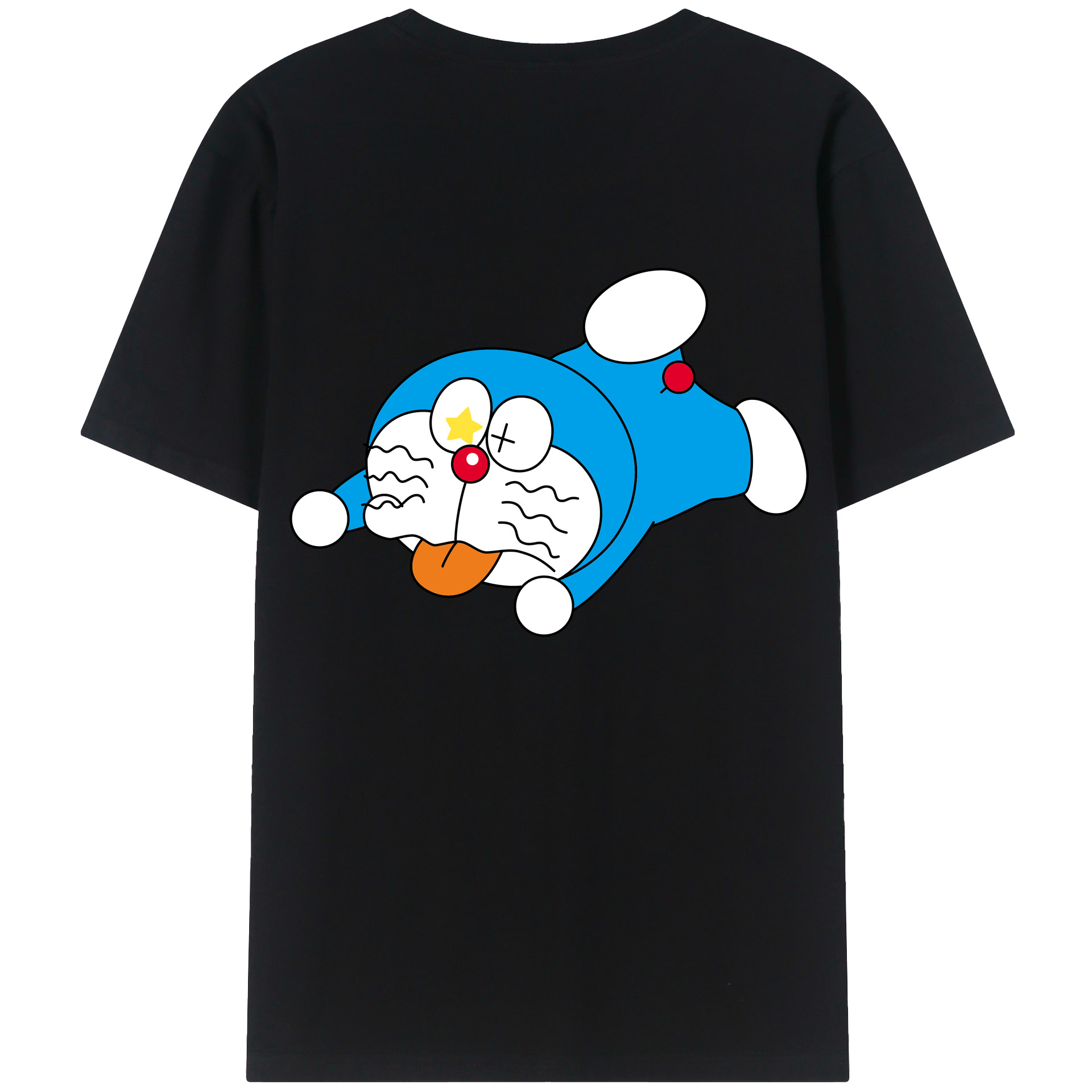 （画像用） ドラえもん Doraemon 綿100％ メンズ半袖Tシャツ（バックプリント） 通気性