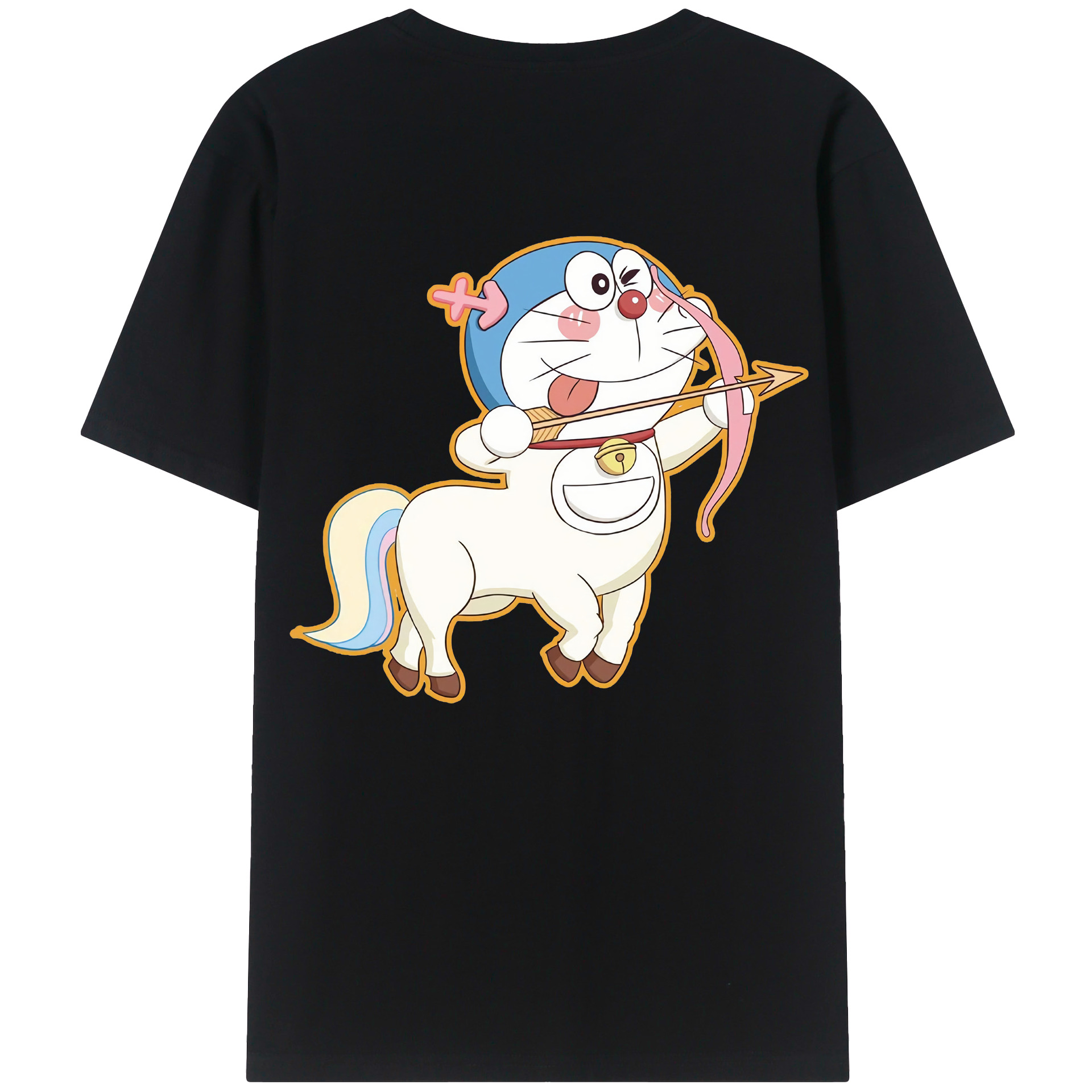 （画像用） ドラえもん Doraemon 綿100％ メンズ半袖Tシャツ（バックプリント） 通気性