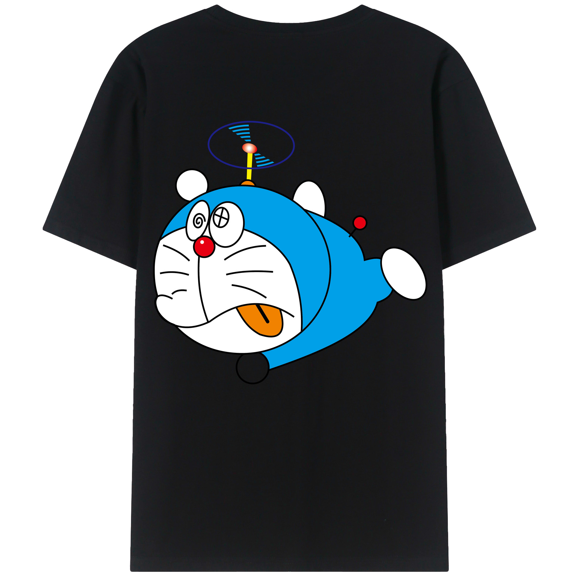 （画像用） ドラえもん Doraemon 綿100％ メンズ半袖Tシャツ（バックプリント） 通気性