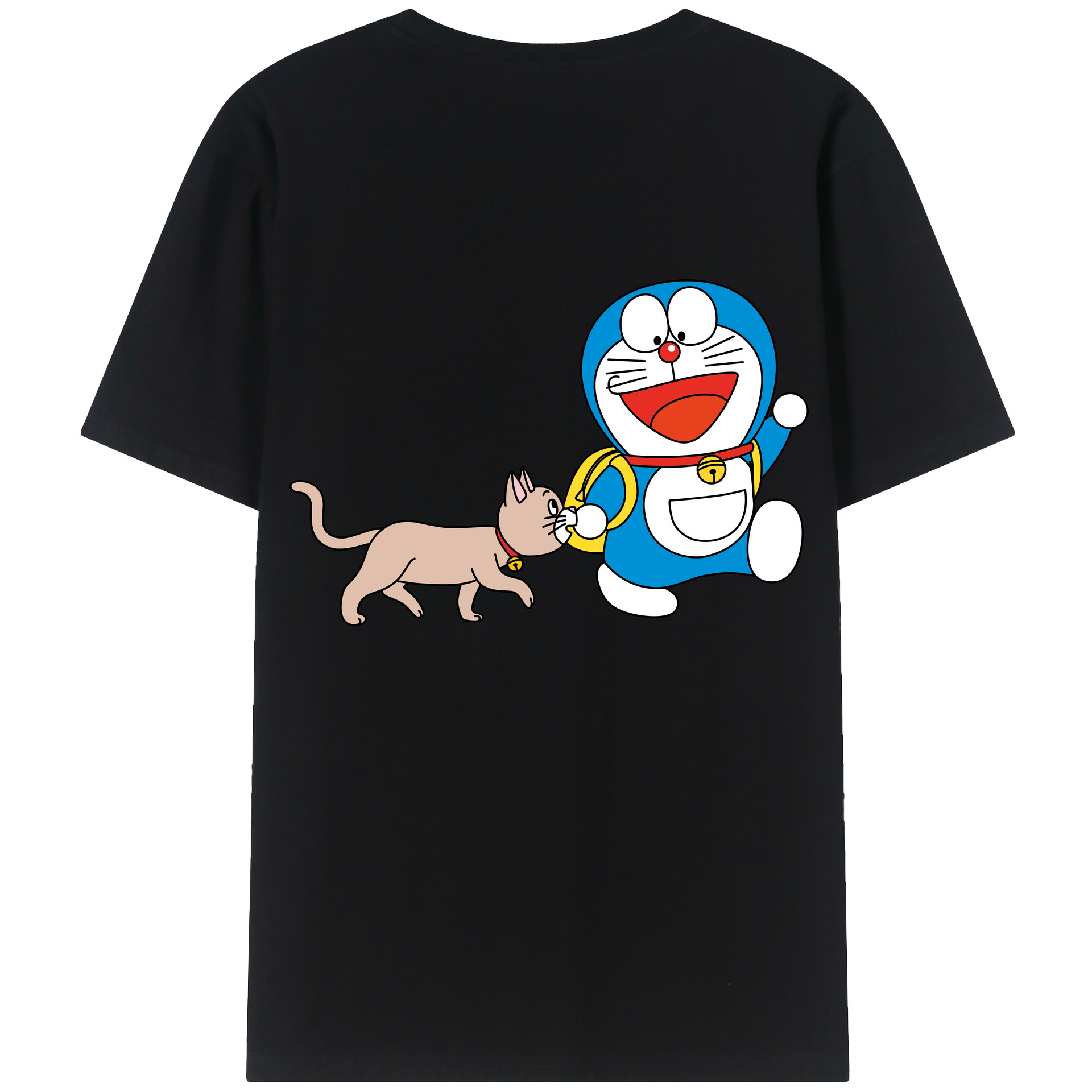 （画像用） ドラえもん Doraemon 綿100％ メンズ半袖Tシャツ（バックプリント） 通気性
