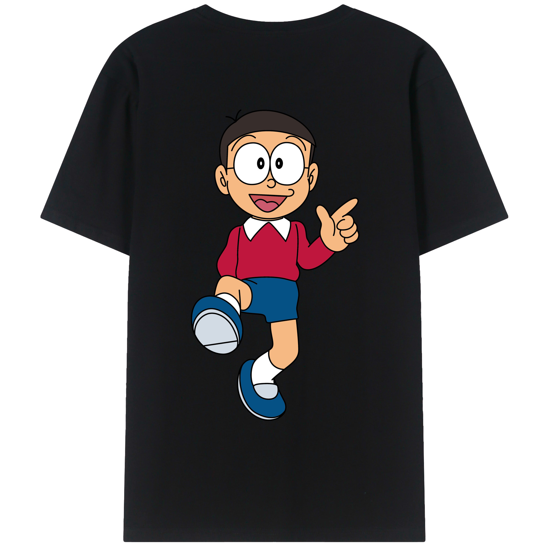 （画像用） ドラえもん 野比 のび太 Doraemon Nobita Nobi 綿100％ メンズ半袖Tシャツ（バックプリント） 通気性
