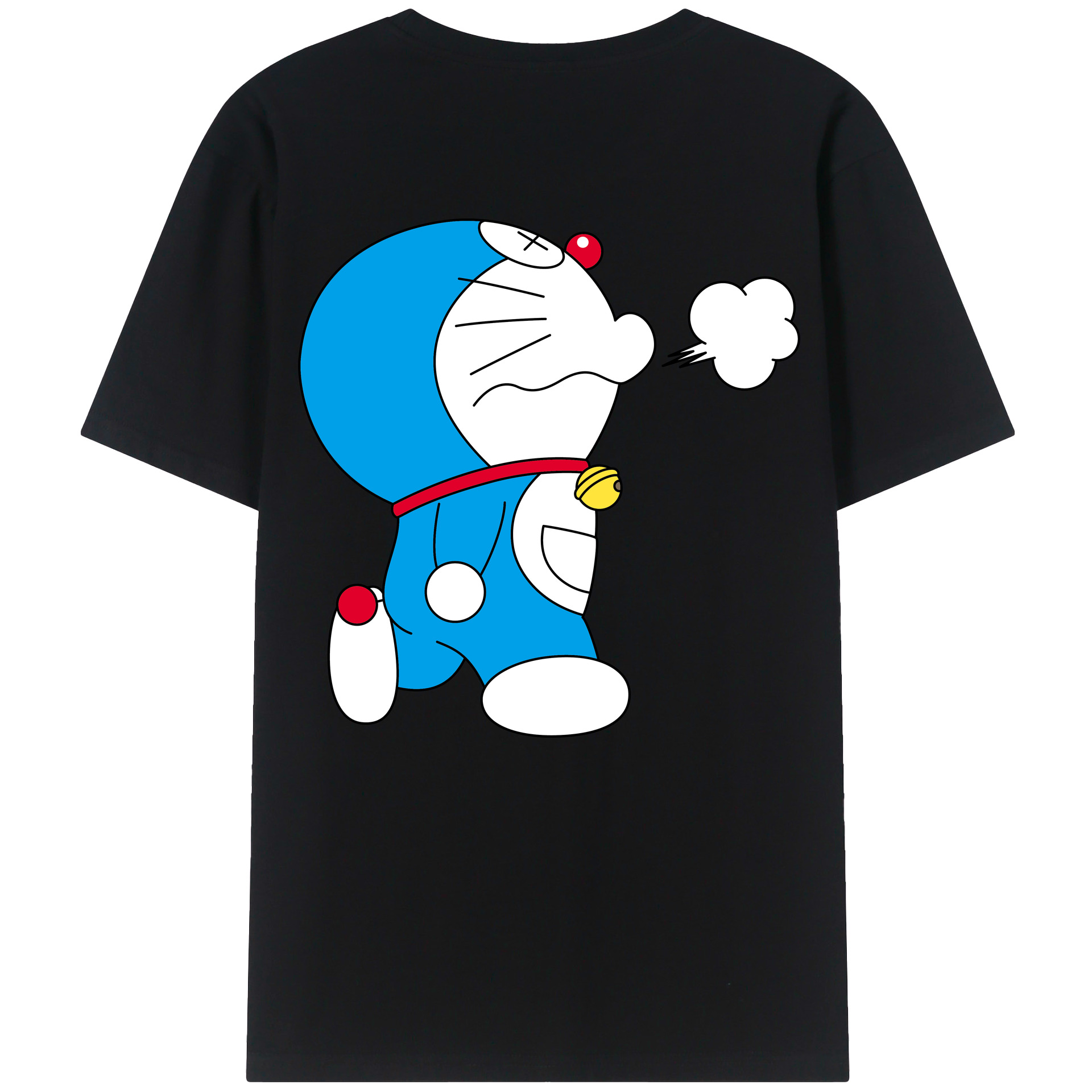（画像用） ドラえもん Doraemon 綿100％ メンズ半袖Tシャツ（バックプリント） 通気性