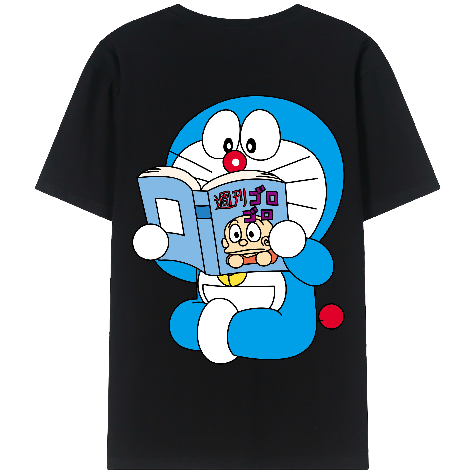 （画像用） ドラえもん Doraemon 綿100％ メンズ半袖Tシャツ（バックプリント） 通気性