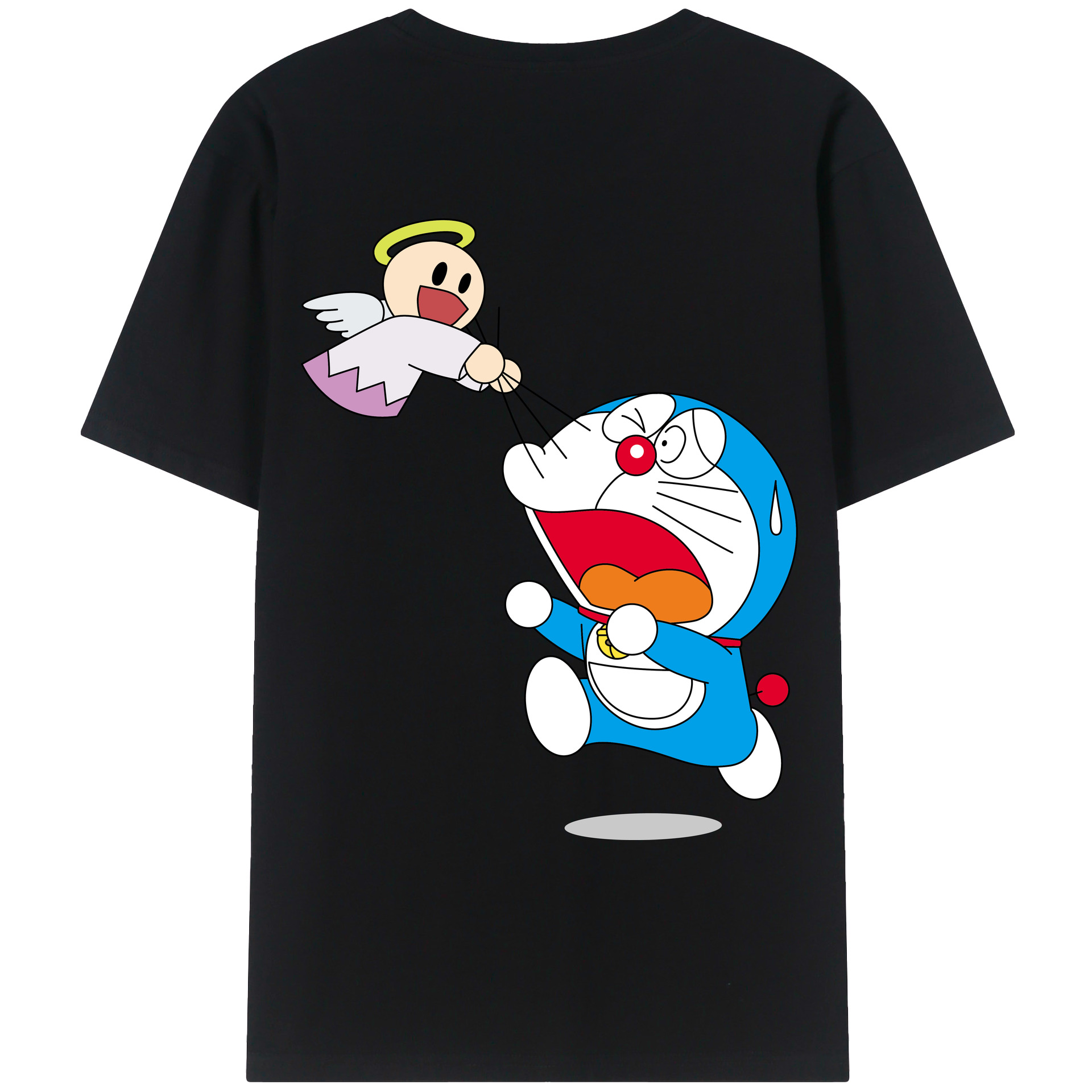 （画像用） ドラえもん Doraemon 綿100％ メンズ半袖Tシャツ（バックプリント） 通気性