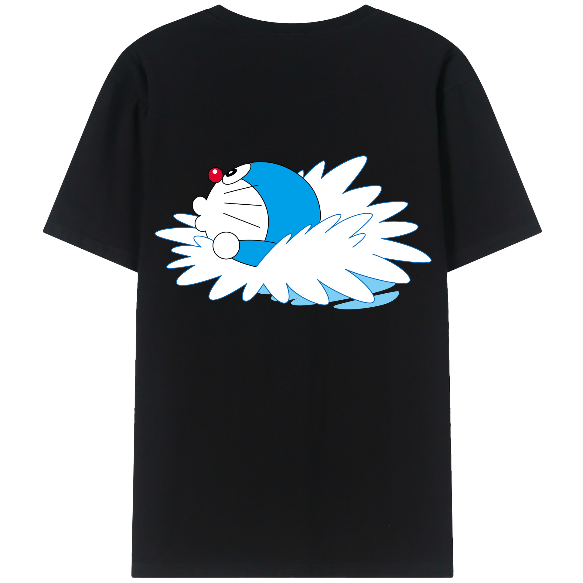 （画像用） ドラえもん Doraemon 綿100％ メンズ半袖Tシャツ（バックプリント） 通気性