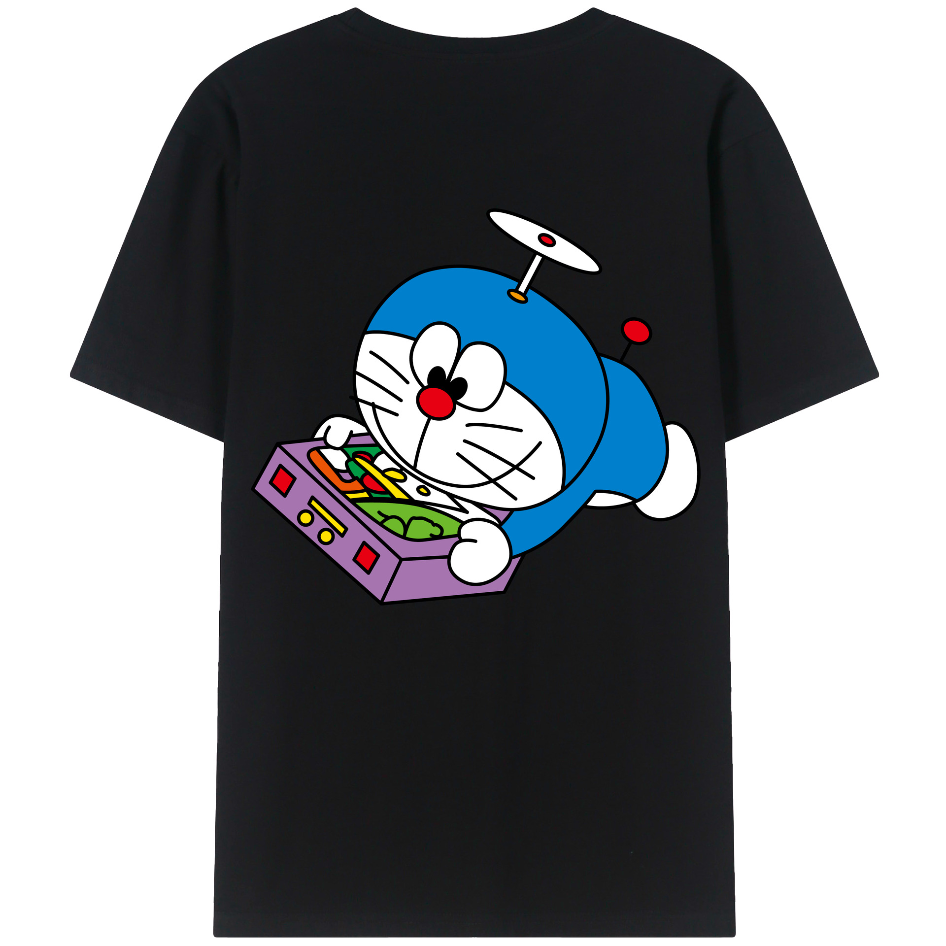 （画像用） ドラえもん Doraemon 綿100％ メンズ半袖Tシャツ（バックプリント） 通気性