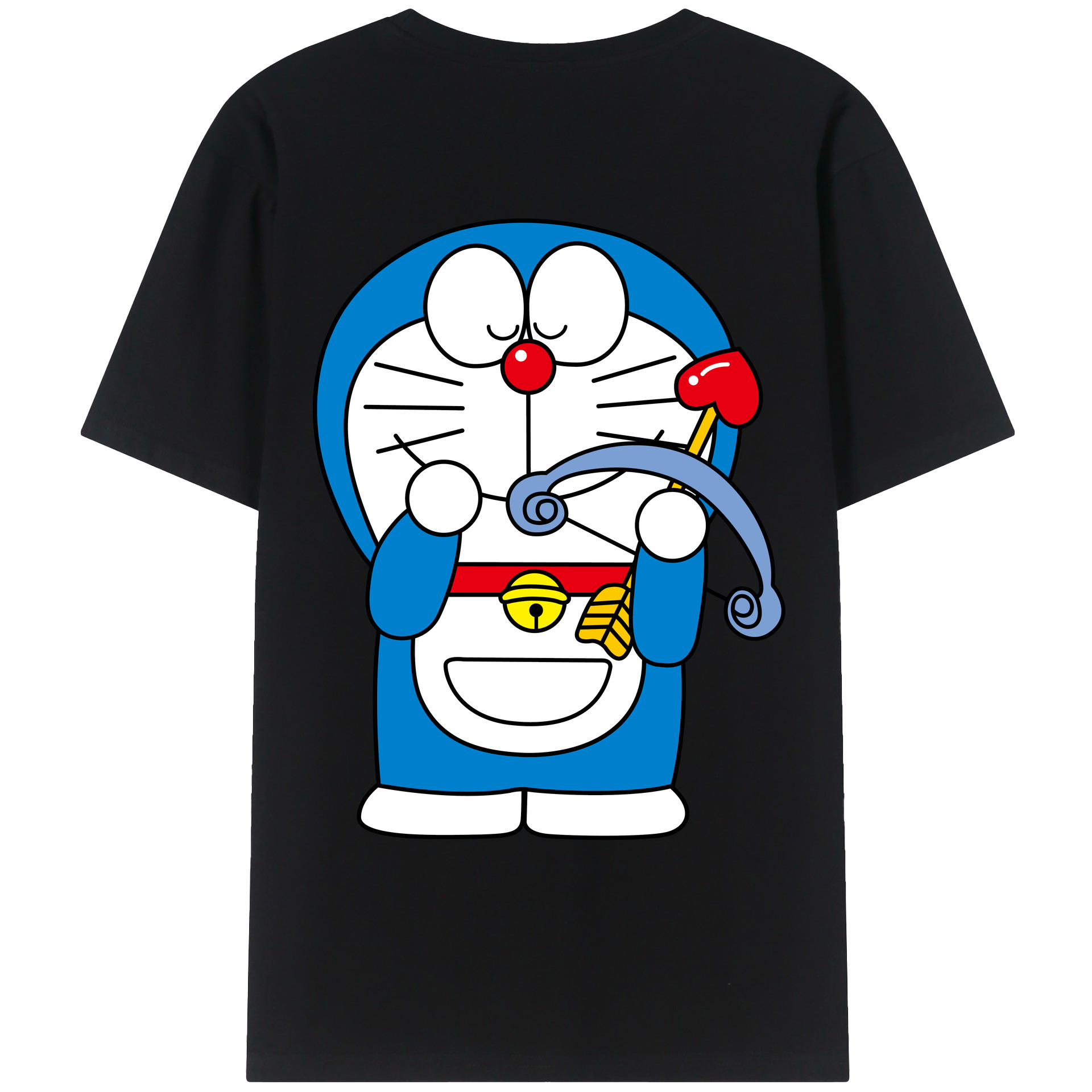 （画像用） ドラえもん Doraemon 綿100％ メンズ半袖Tシャツ（バックプリント） 通気性