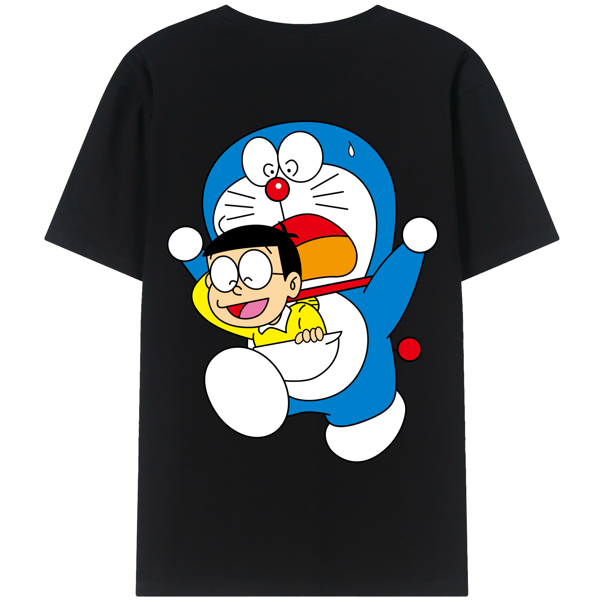 （画像用） ドラえもん Doraemon 綿100％ メンズ半袖Tシャツ（バックプリント） 通気性