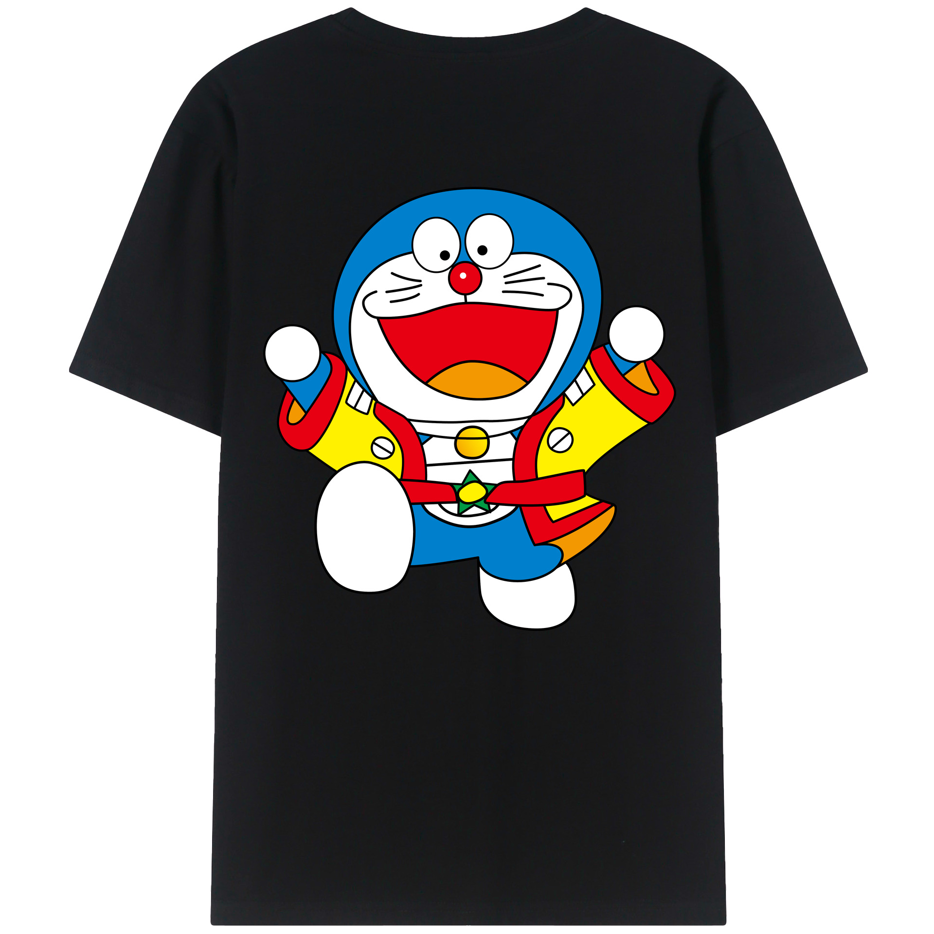 （画像用） ドラえもん Doraemon 綿100％ メンズ半袖Tシャツ（バックプリント） 通気性