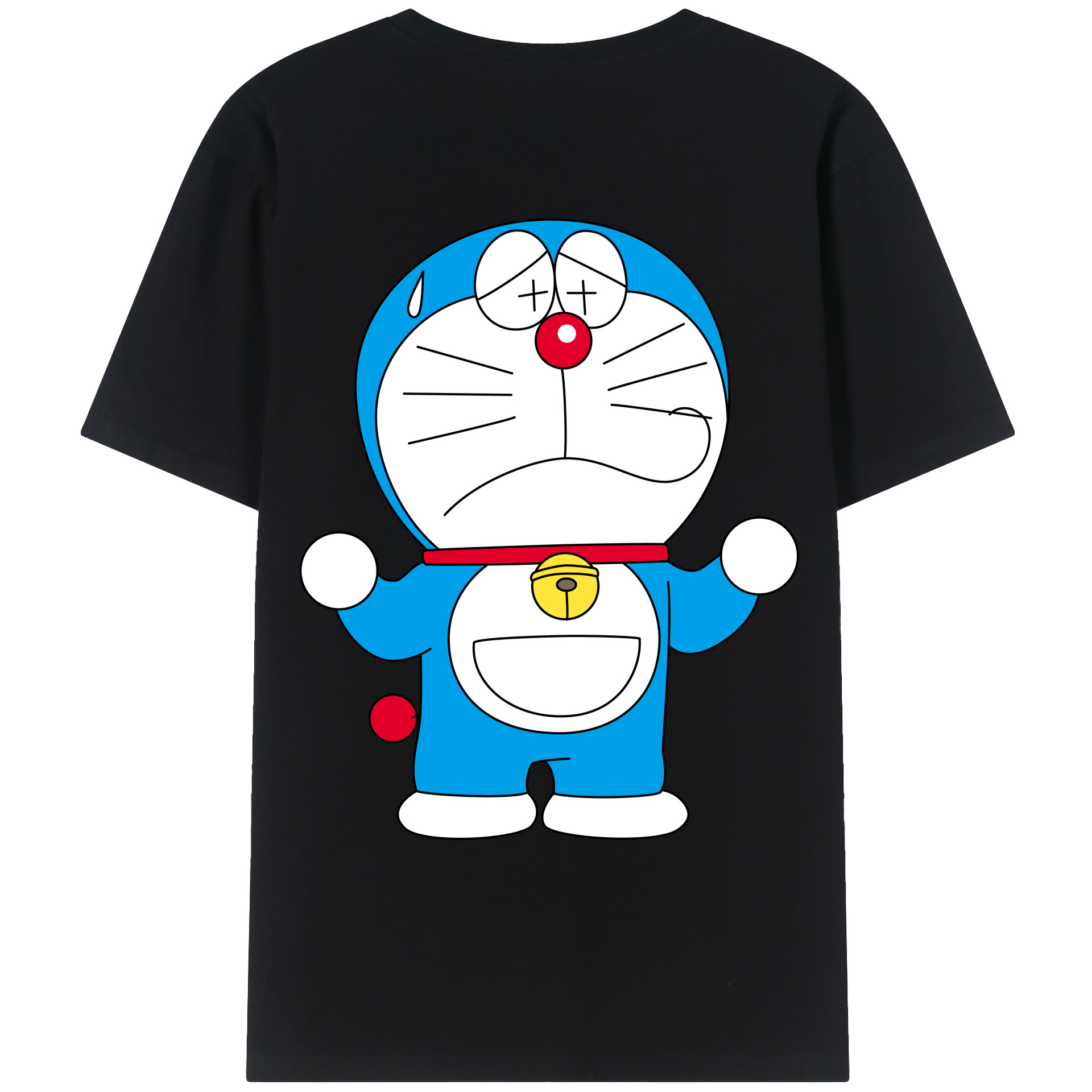 （画像用） ドラえもん Doraemon 綿100％ メンズ半袖Tシャツ（バックプリント） 通気性